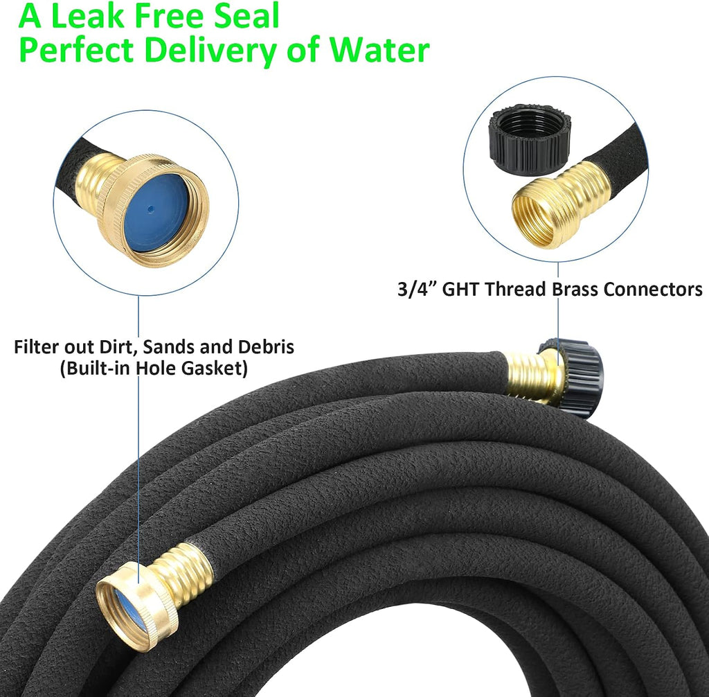 Soaker Hose, 1/2" x 50 FT Round Rubber Garden Soaker Hose, Heavy Duty Water Seeper Soaker Hoses for Foundation