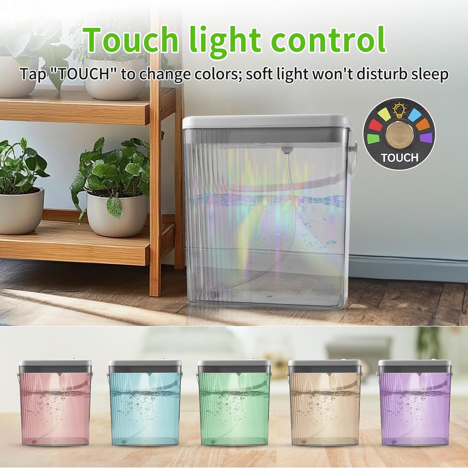 Indoor Drip Irrigation System with 2-Gallon Water Tank, Touch Night Light & Programmable Timer-Self-Watering Kit for 10