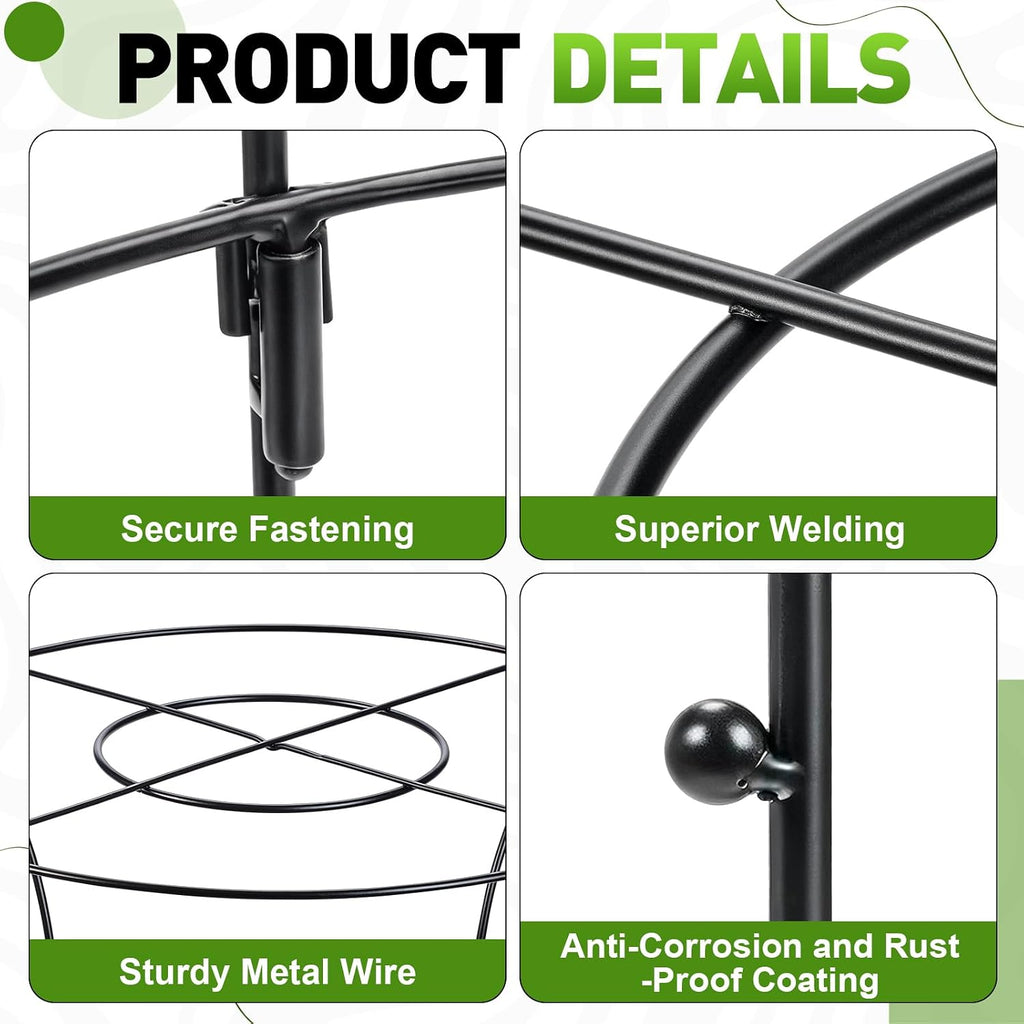 1 Pack Metal Peony Plant Support Cage, 32.2 x 19.2 Inch with Wide Top Ring | Grow-Through Flower Support for Peonies