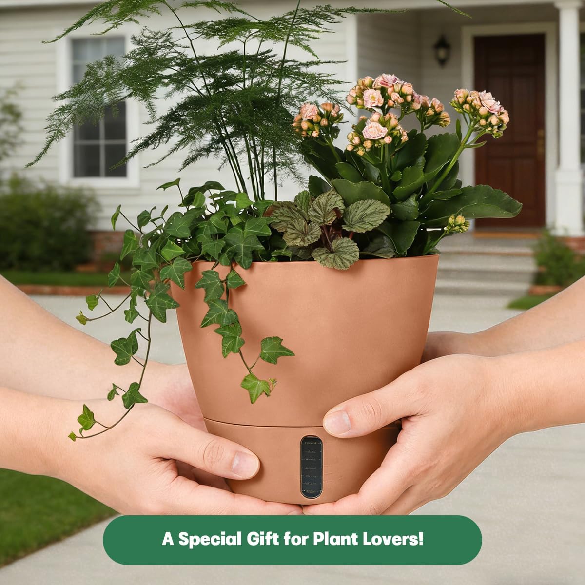 Self-Watering Hanging Planters for Indoor Plants Set 2-Piece Includes Plant Hanging Pot, Drainage-Hole Hanging Pot, and