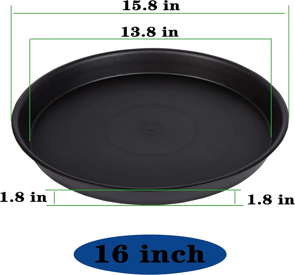 4 Pack of 16 inch Plant Saucer (13.5" Base), Heavy Duty Plastic Plant Tray for Pots, Flower Water Trays for Indoors