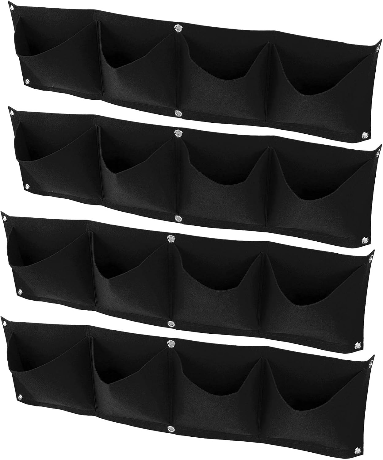 4Pcs 4 Pocket Felt Vertical Wall Garden Planter Plant Grow Bag Reusable Wall Mounted Planting Growing Bag for Flower
