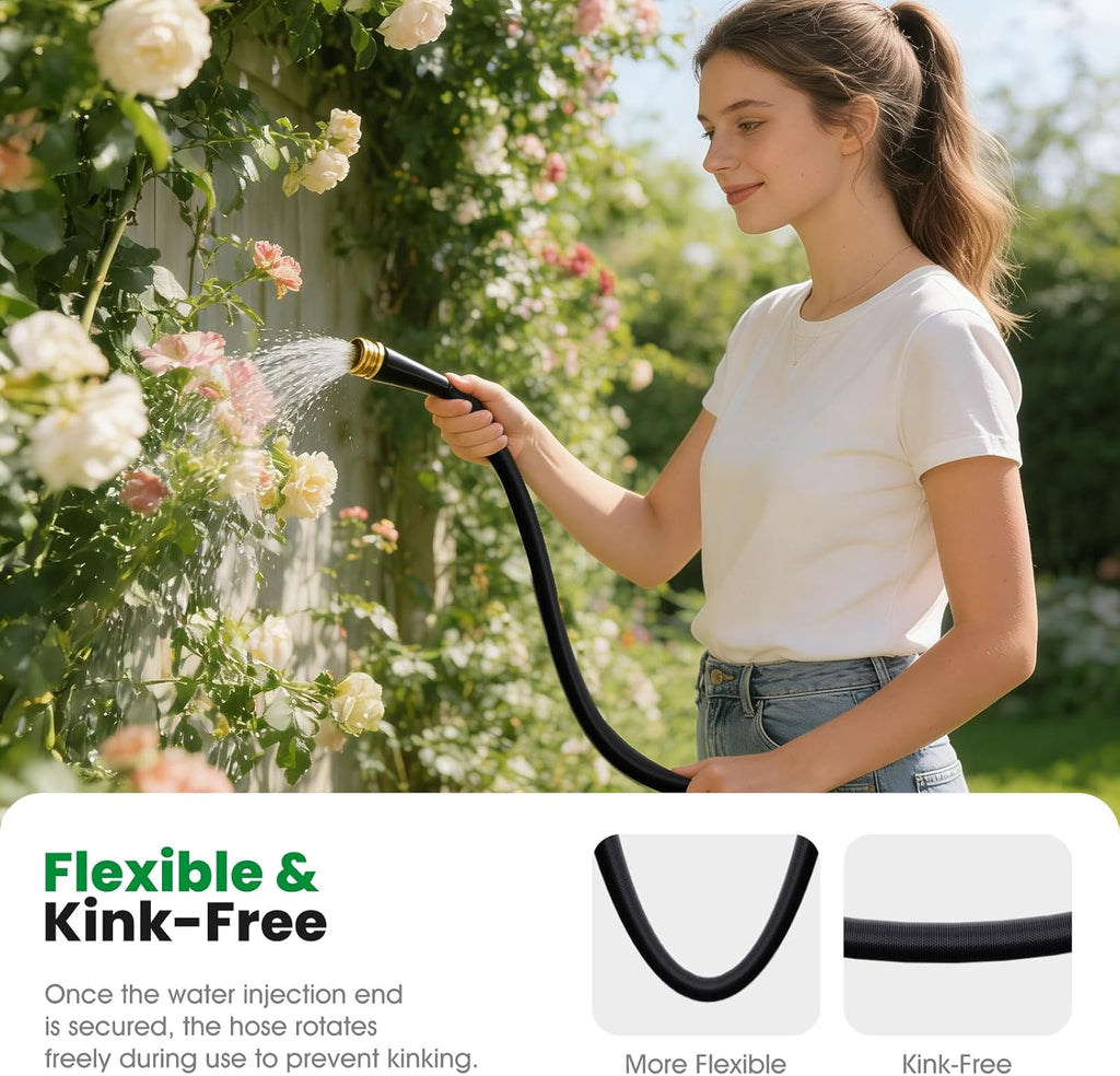 Garden Hose 100FT, Non-Expanding Water Hose Ultra Lightweight | Kink-Free, Burst-Resistant, Lead-Free, Durable &