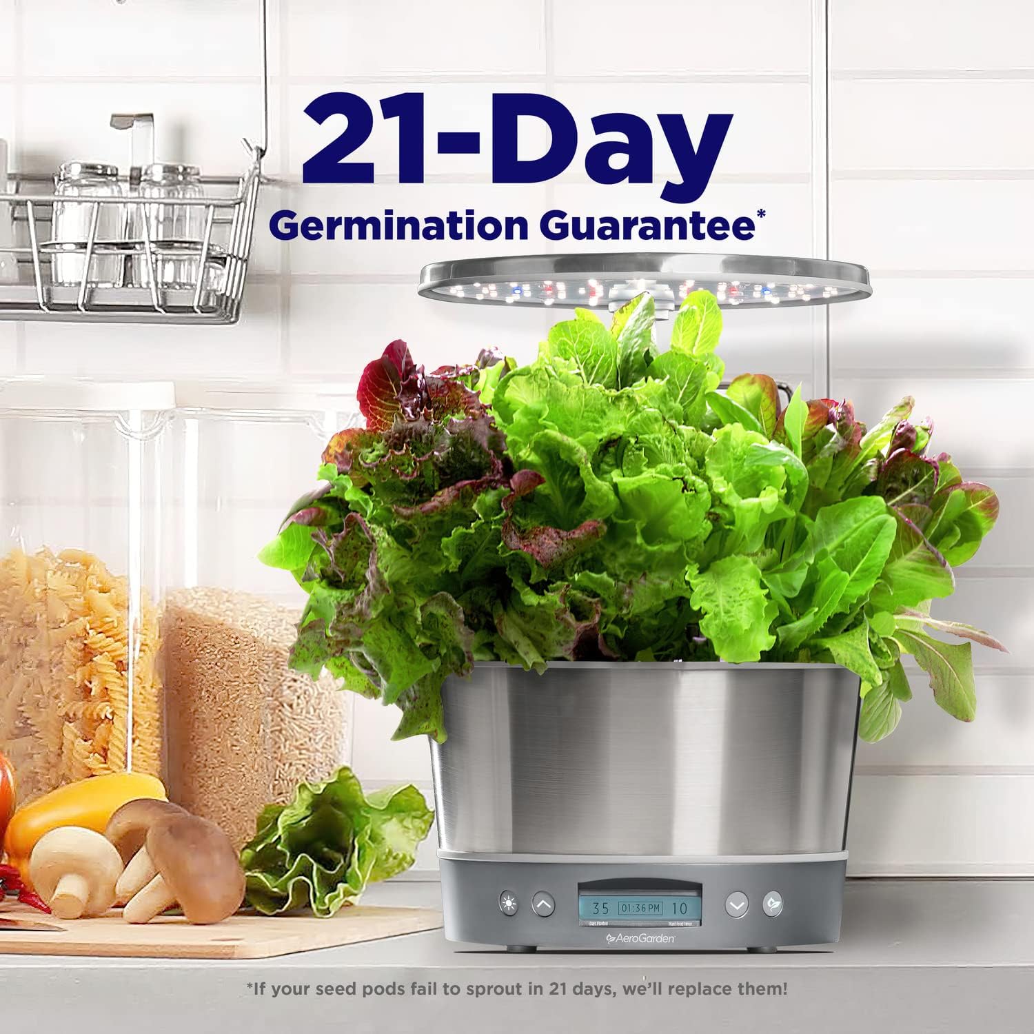 AeroGarden Harvest Elite 360, White Stainless | Indoor Garden with LED Grow Light
