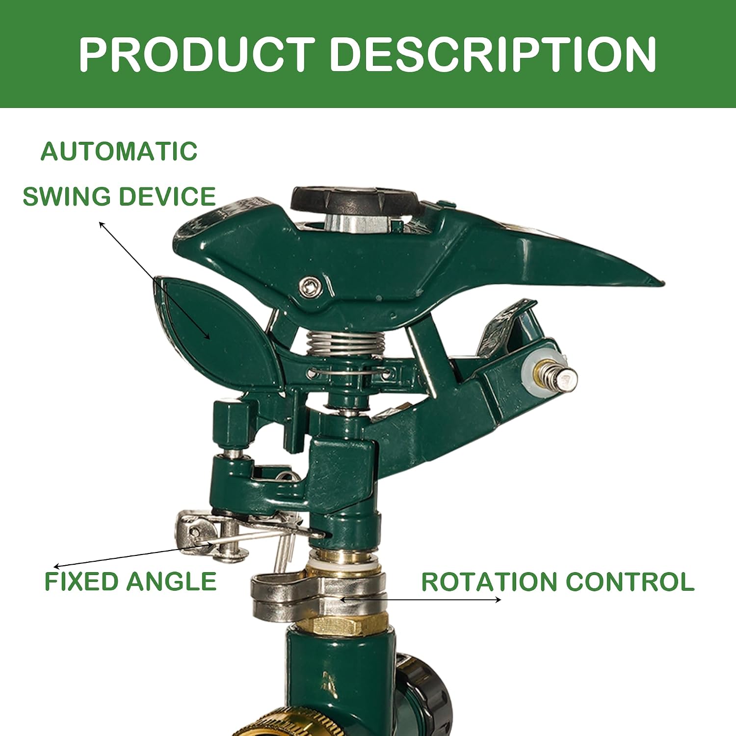 Hourleey 2 Pack Impact Sprinkler for Yard, Adjustable 360 Degree Zinc Alloy Sprinkler Head on Metal Step Spike, Heavy