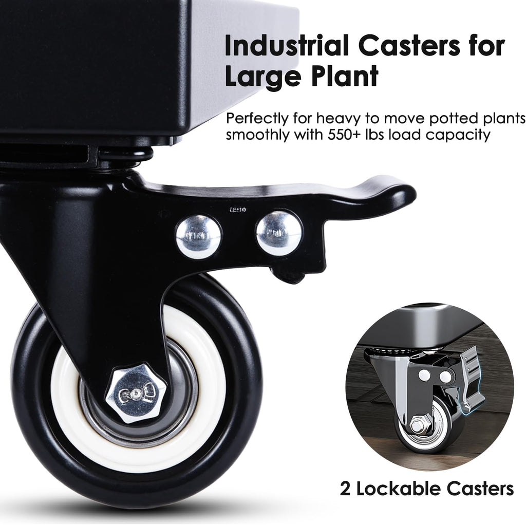 20" Square Plant Stand with Wheels Heavy Duty,Large Metal Plant Caddy Indoor Outdoor Use,Rolling Plant Dolly with