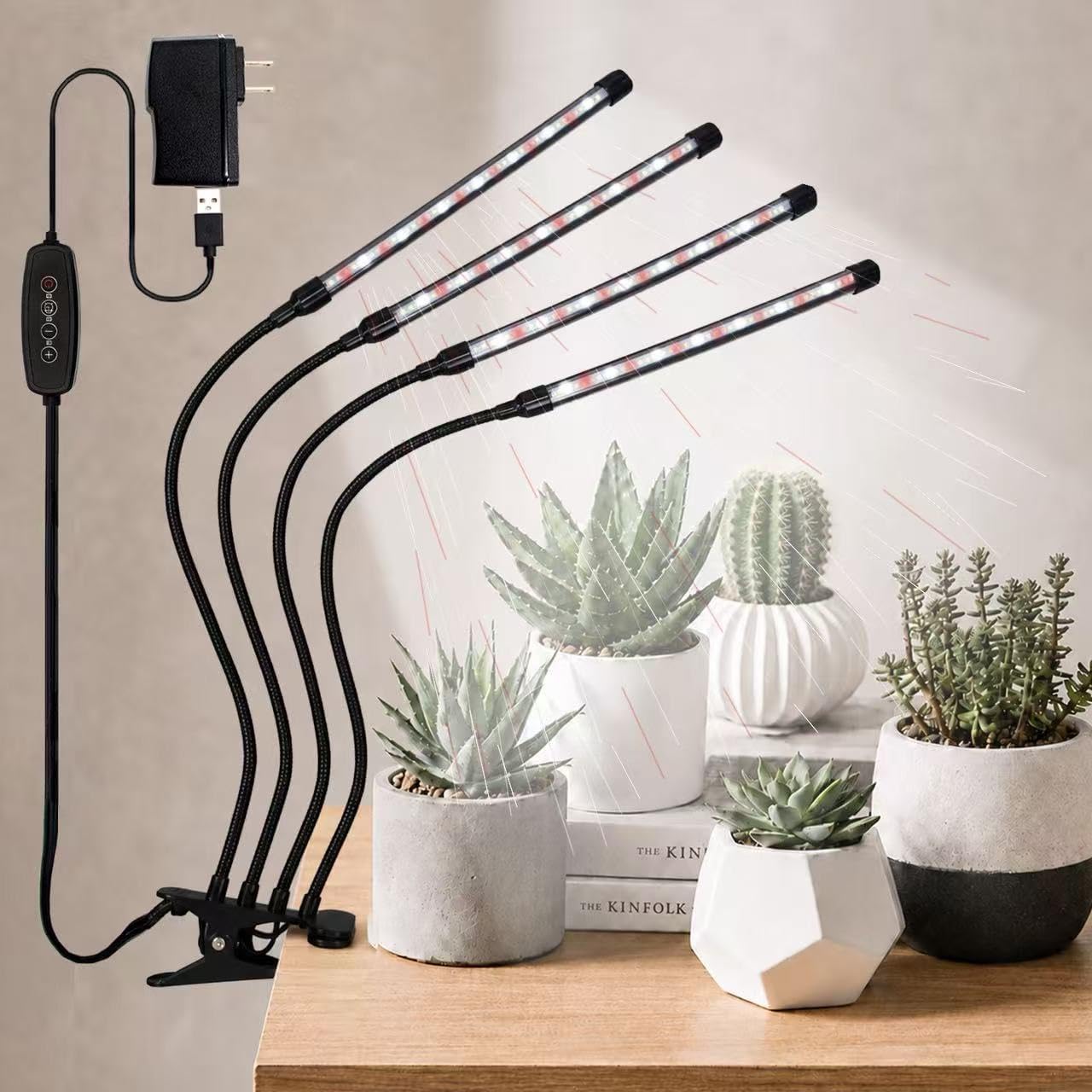 Grow Light for Indoor Plants - Upgraded Version 80 LED Lamps with Full Spectrum & Red Blue Spectrum, 3/9/12H Timer, 10