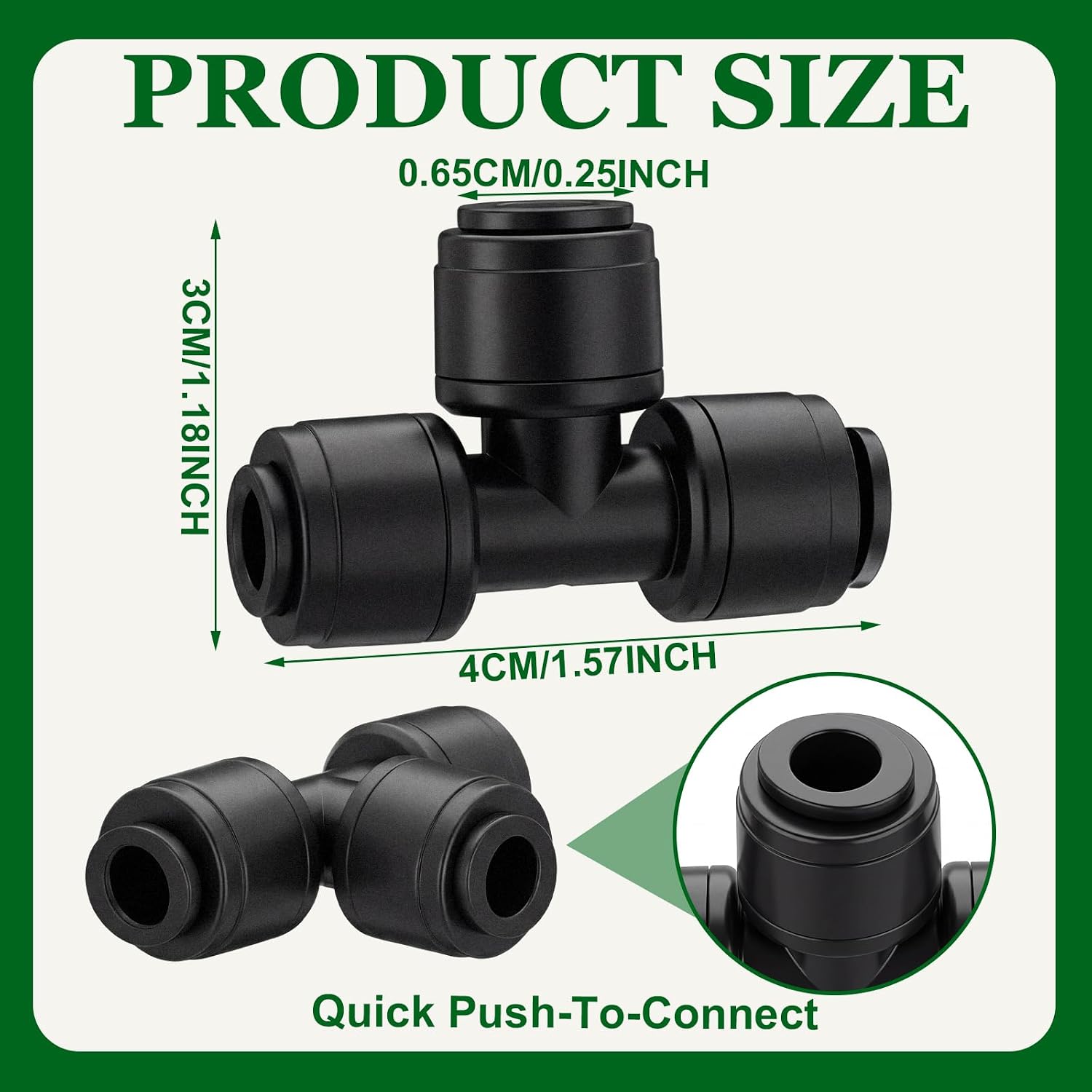 Weysat 50 Pack Quick Connect 1/4" Drip Irrigation Tee Connectors, Universal Fittings for 1/4 Inch Tubing, Leak Free