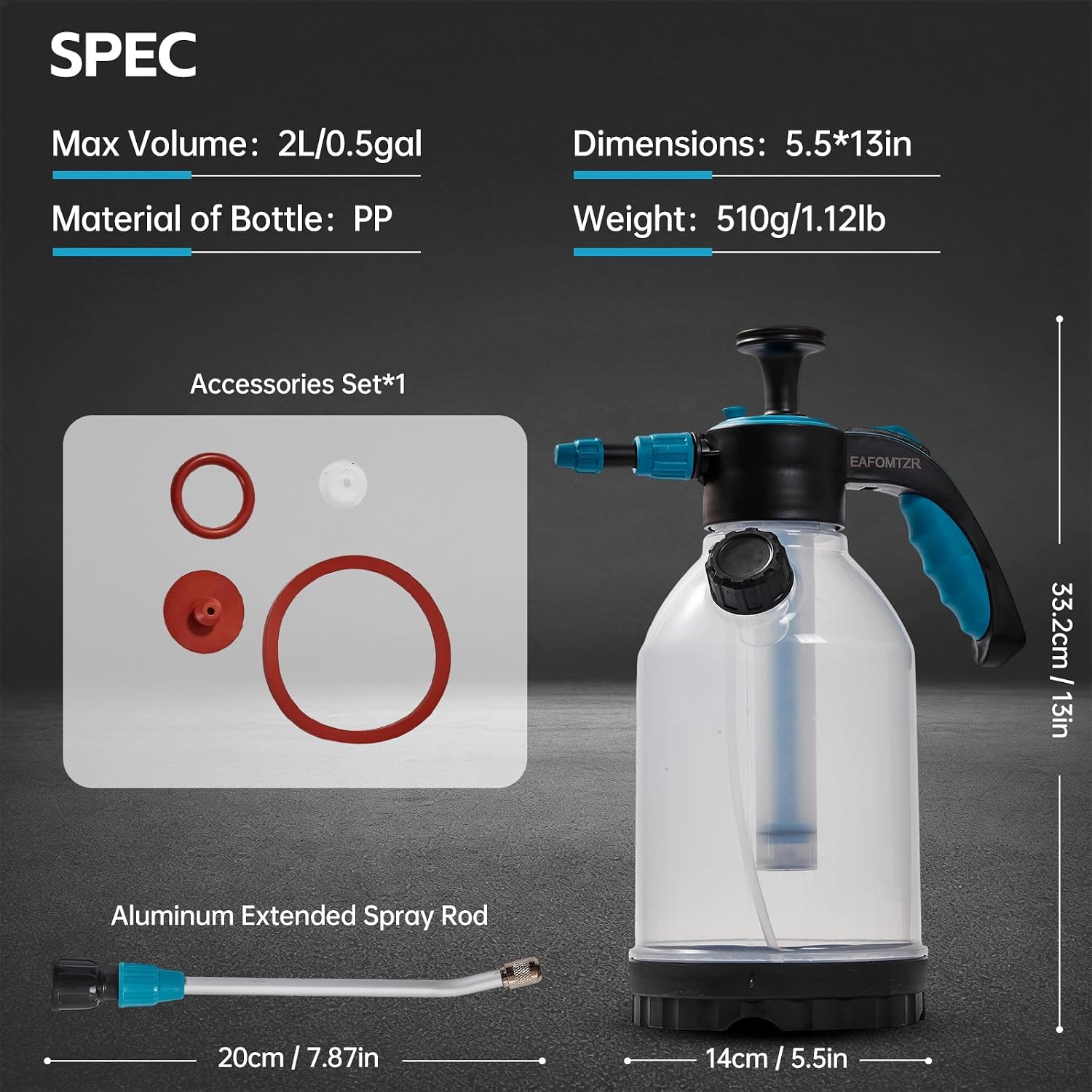 70oz Sprayer Bottle, 0.5gal Pump Sprayer for Flowers, Potted Plant, Handheld Water Bottle with Easy Refill Side Port