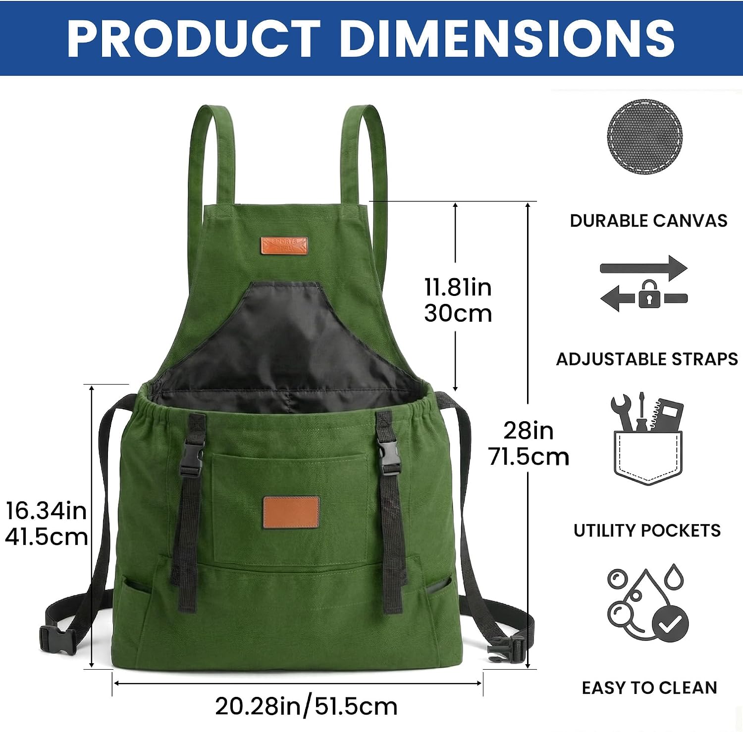 Gardening Apron with Pockets, Waterproof Cross Back Harvest Apron for Women & Men, Field Work Garden Apron Gift