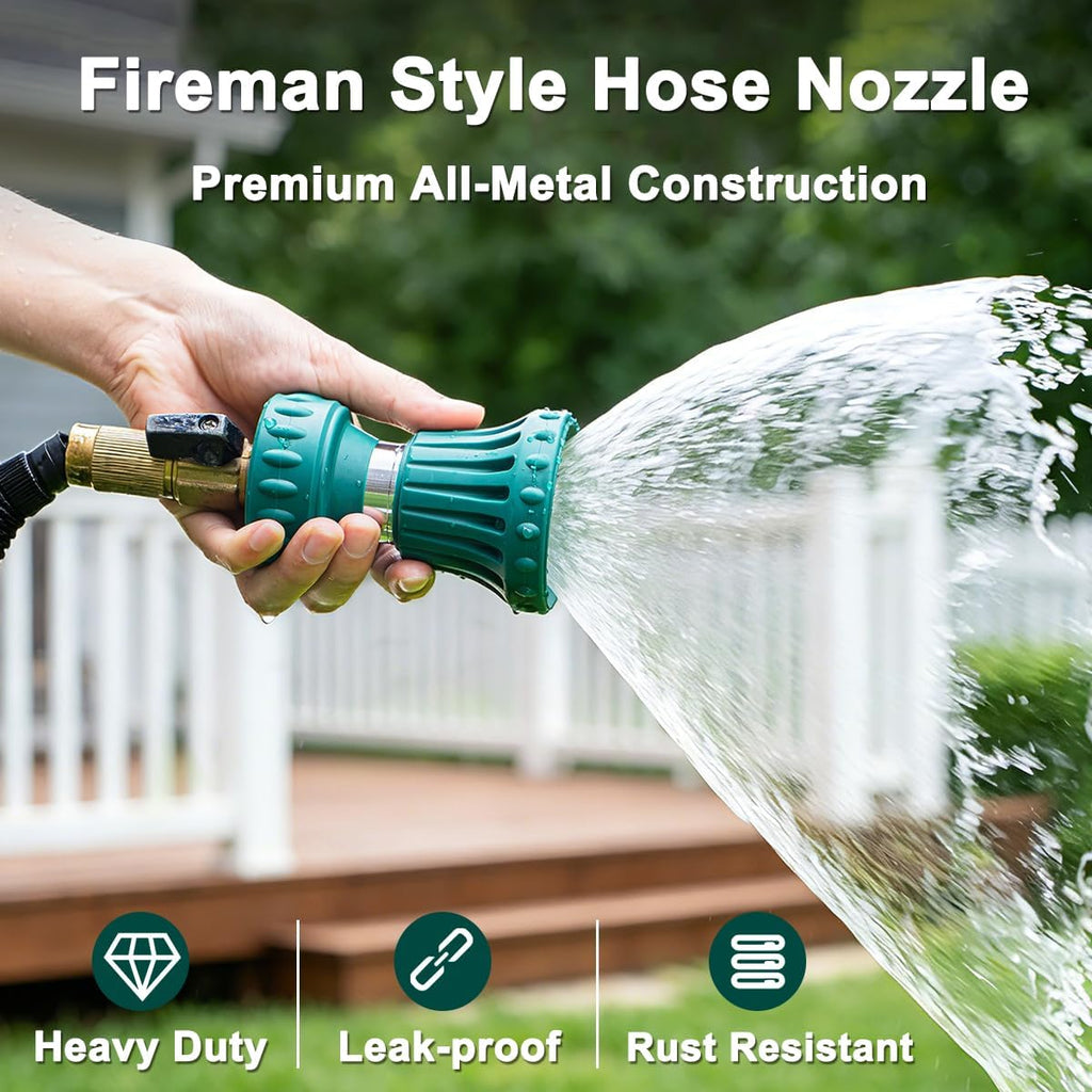 FANHAO Fireman Style Hose Sprayer Nozzle, High Pressure Adjustable Sprayer | Rustproof Metal, Step-less Spray Adjust