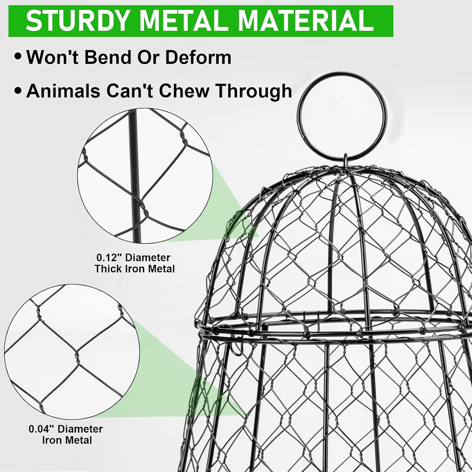 Garden Cloches for Plants 3 Pack - Chicken Wire Outdoor Plant Protectors from Animals - Heavy-Duty Metal Cage with