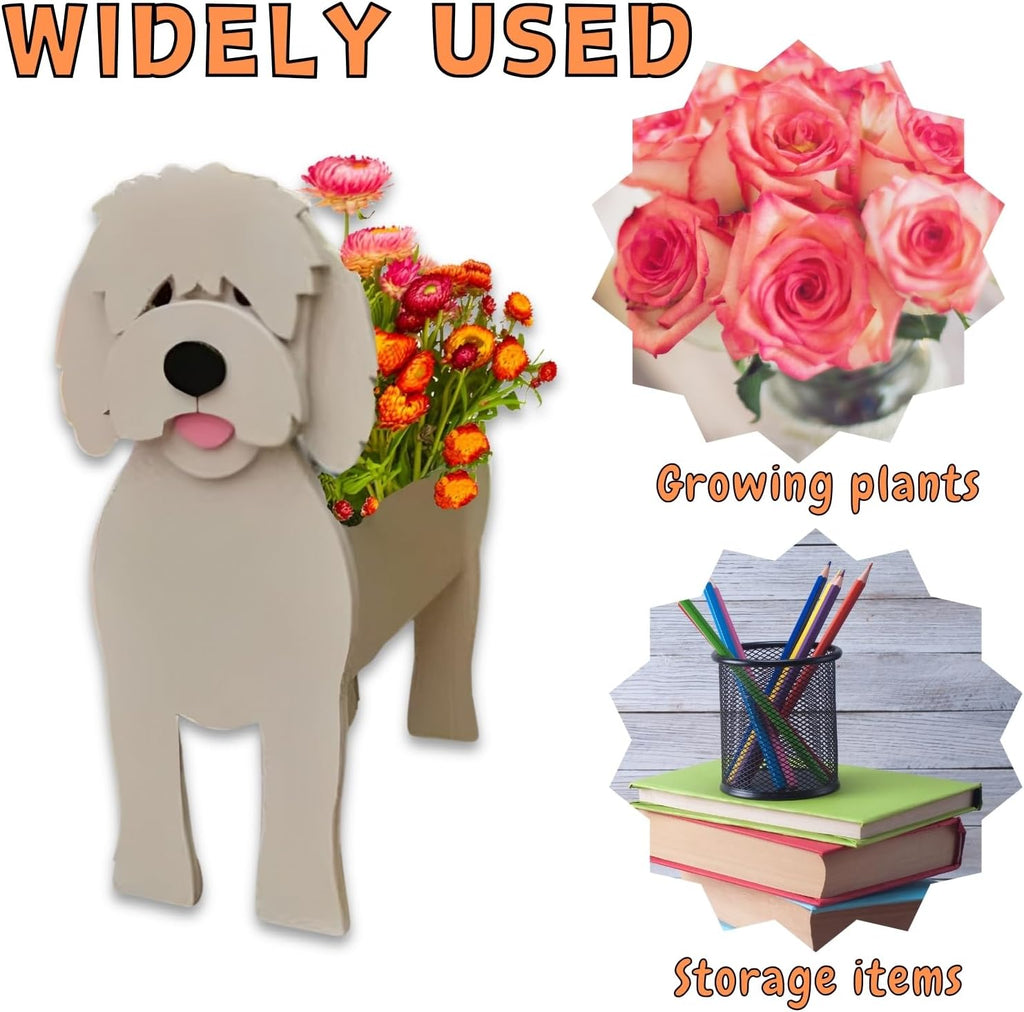 Golden Doodle Dog Planter Pots, Animal Shaped Flower Pot | Large Cute Plant Gift for Women and Pet Lovers, Indoor