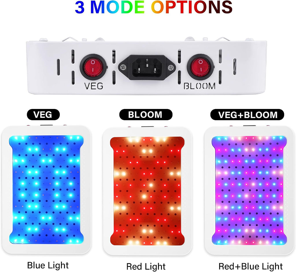 Beelux 1000w LED Grow Light for Indoor Plants Full Spectrum, Upgrade Dual Chips and Dual Switch Plant Grow Lights for