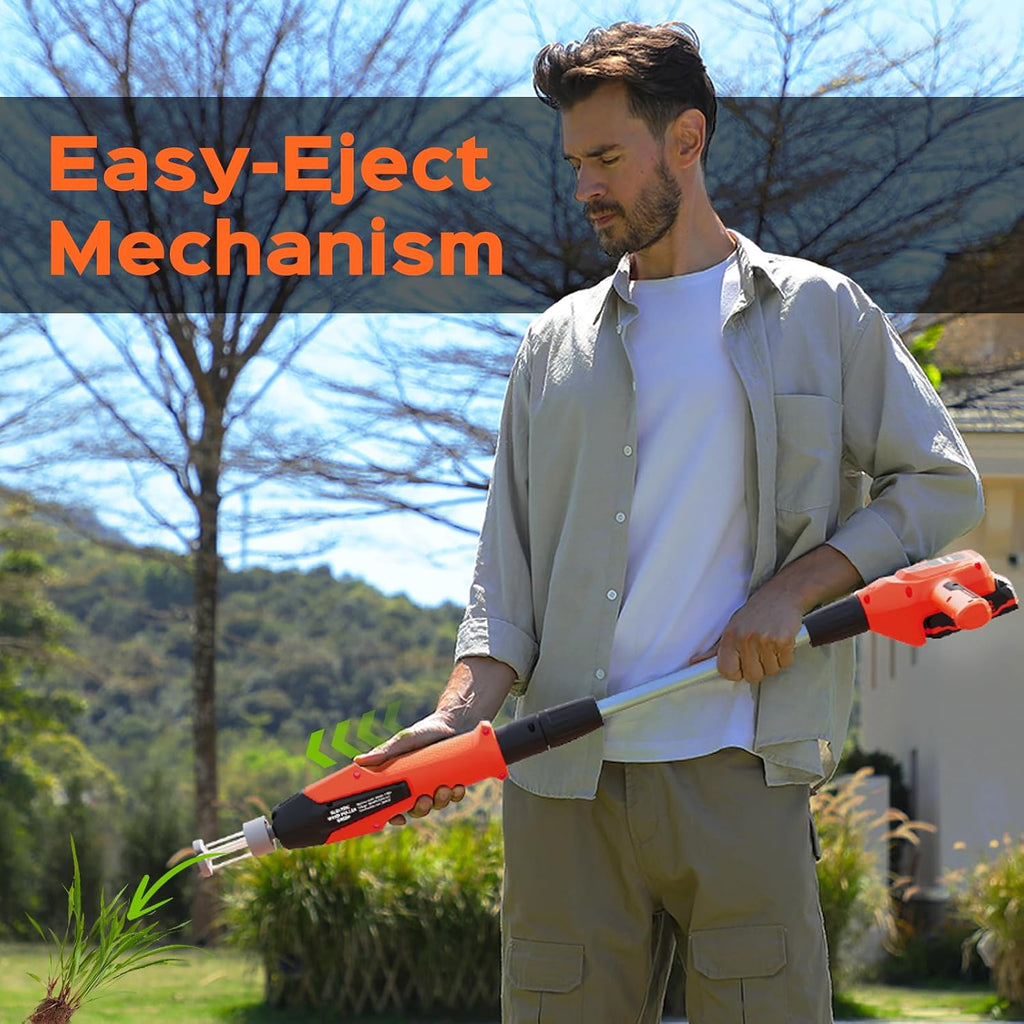 Weed Puller Tool, 21V Powerful Garden Tools Electric Weeder Tool, Orange | Weed Remover Tool with 2.0Ah Battery and
