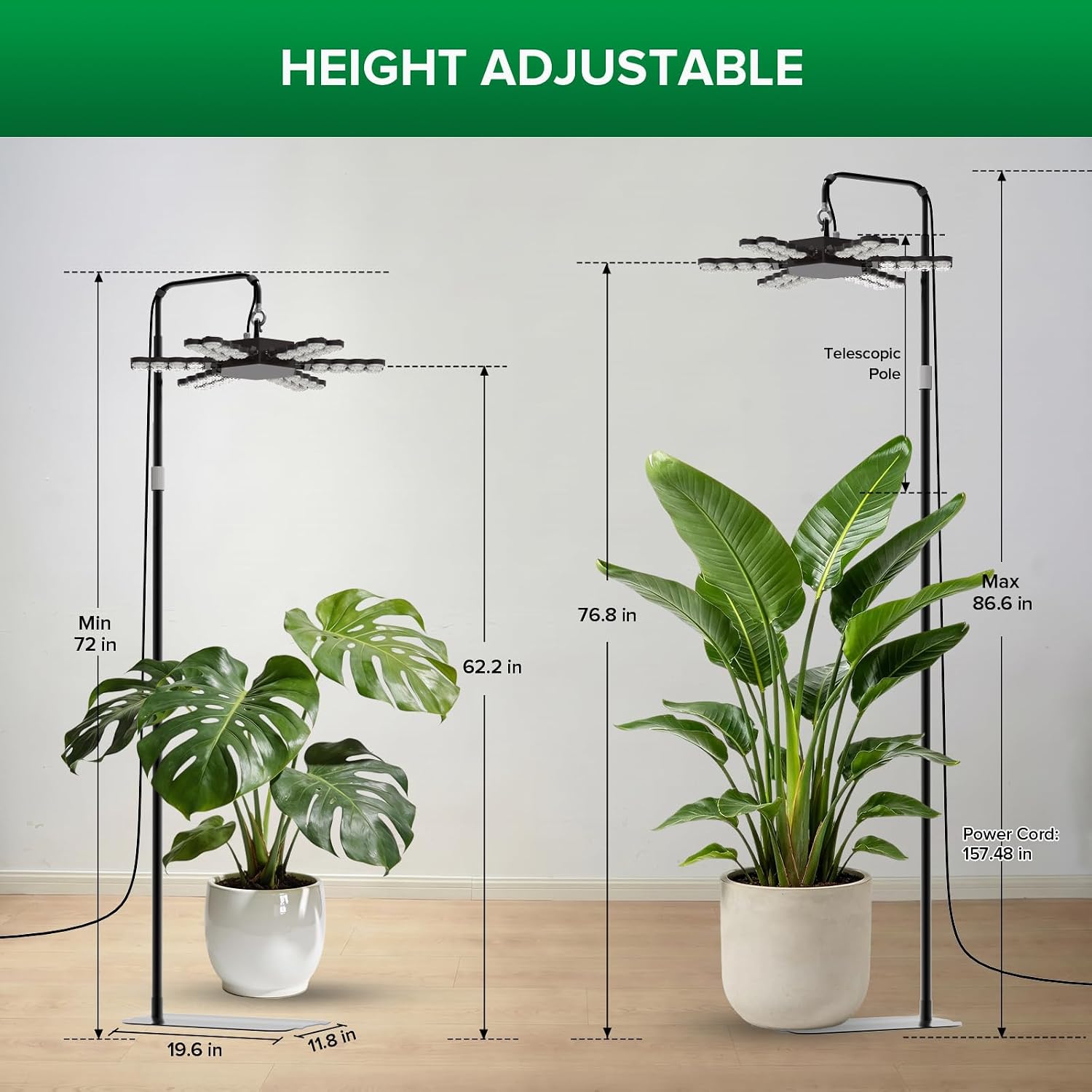 SANSI 240W Grow Light for Indoor Plant, Full Spectrum Tall Stand Floor Lamp | 22560LM, High PPFD, Heavy-Duty