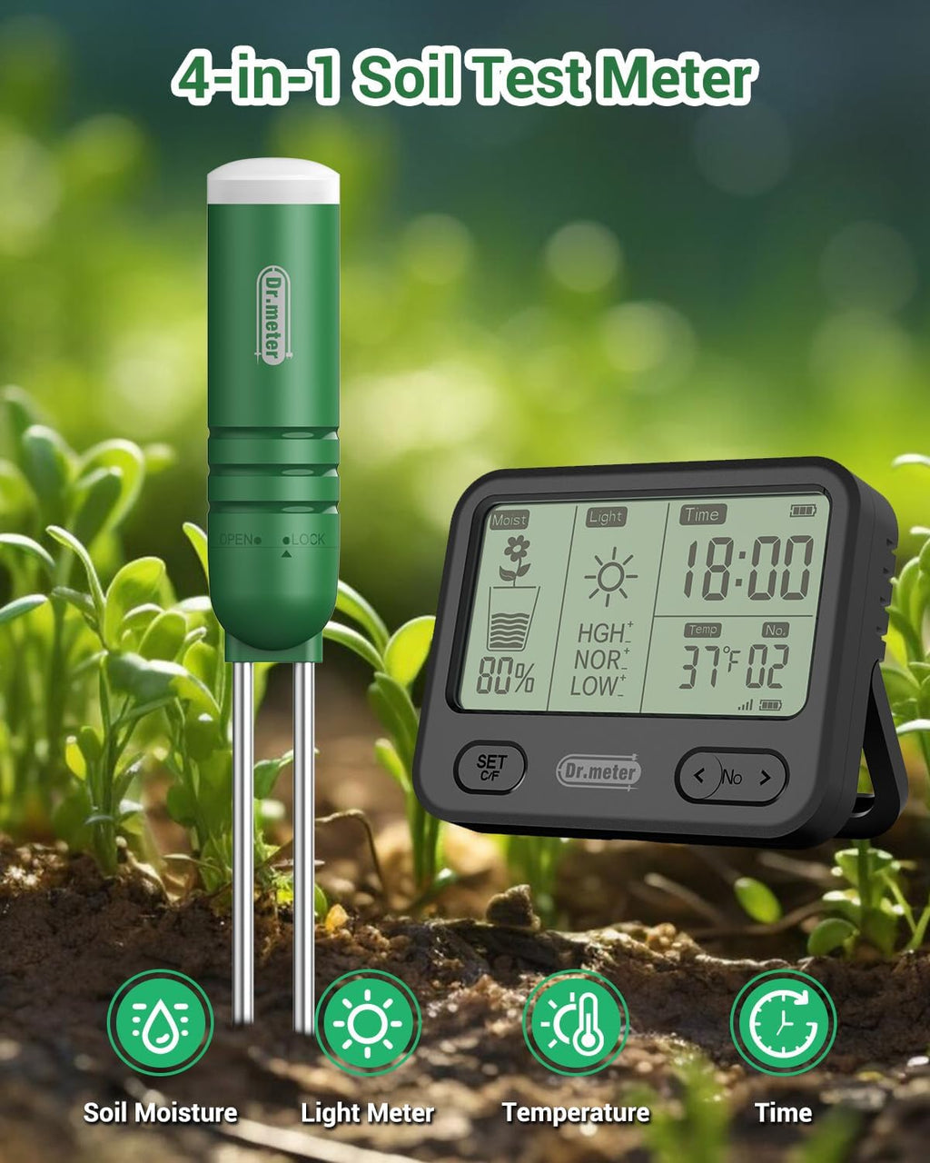 2Pack S10 + 4-in-1 LCD Display Soil Moisture Meter