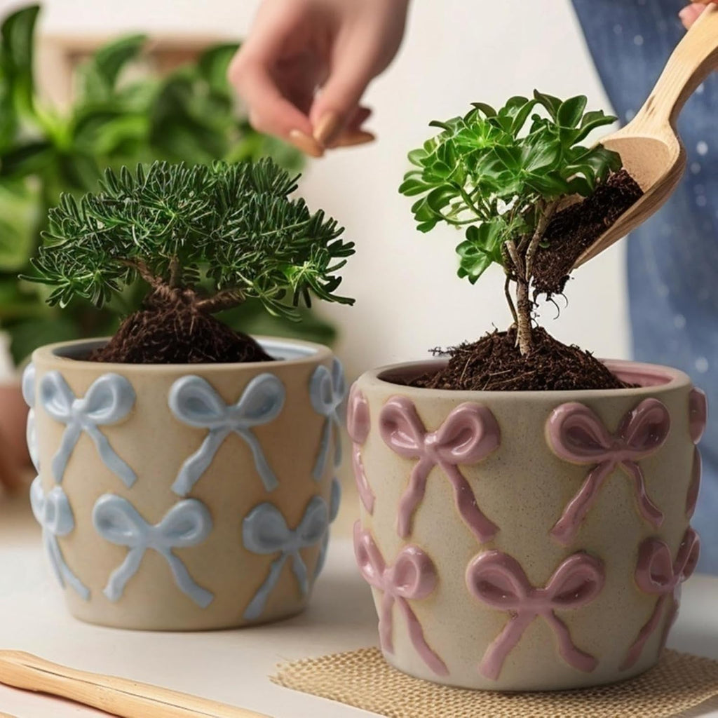 Ceramic Flower Pots for Indoor and Outdoor Plants, Succulent Orchid Round Clay and Terracotta Planter for Garden Home