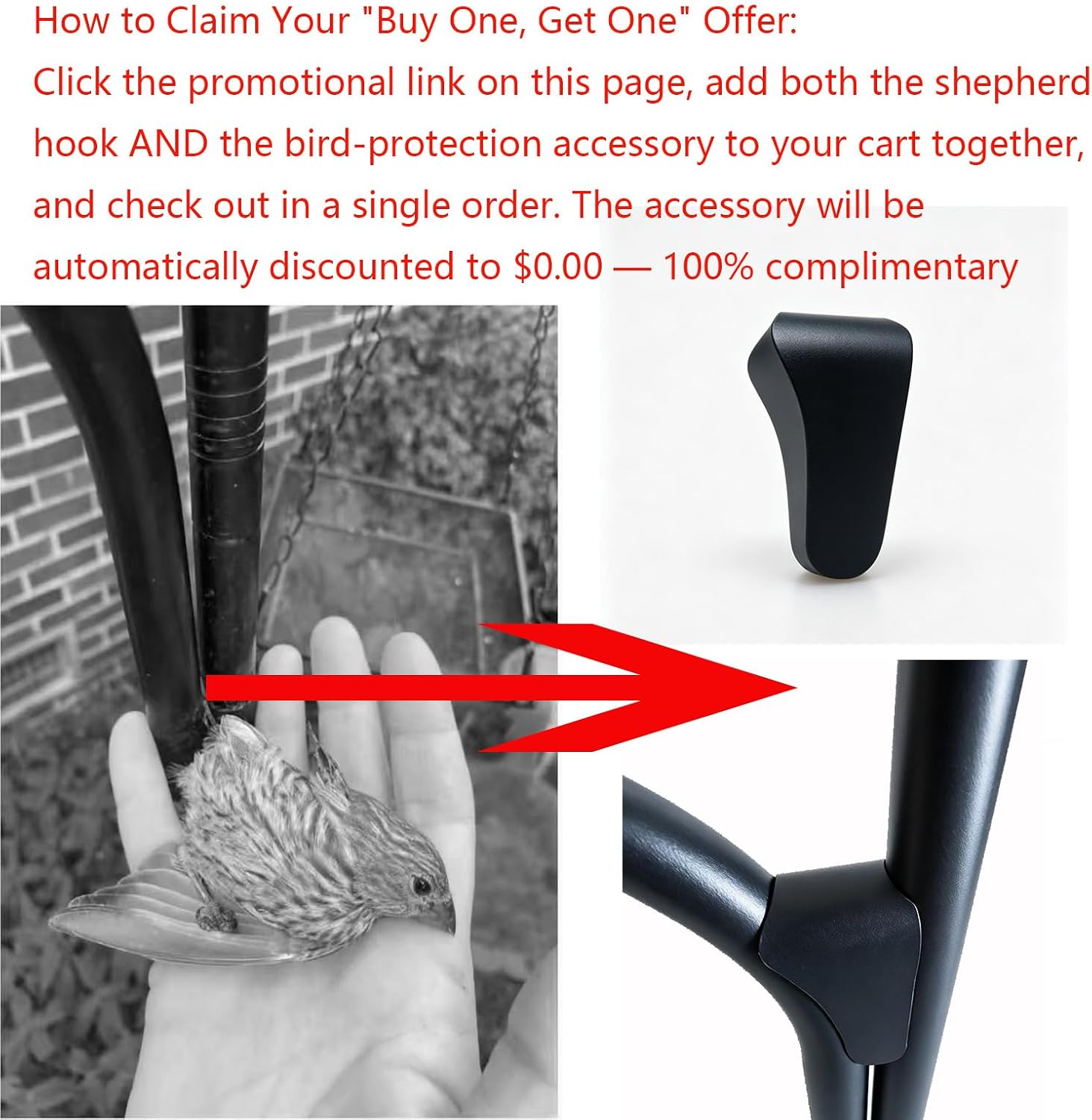MIPON Adjustable 78/62/46/30 Inch Double Shepherds Hooks or Outdoor | Garden Shepards Hook for Outdoor Bird