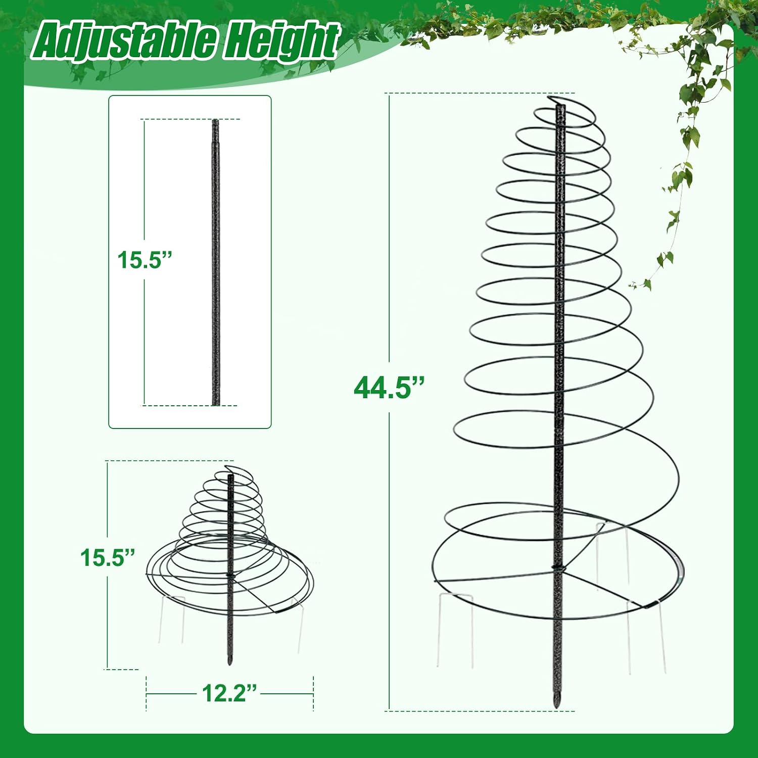 Trellis for Climbing Plants Outdoor,2 Pack Plants Trellis 44 inch Support Metal Garden Trellis for Plants Flowers Light