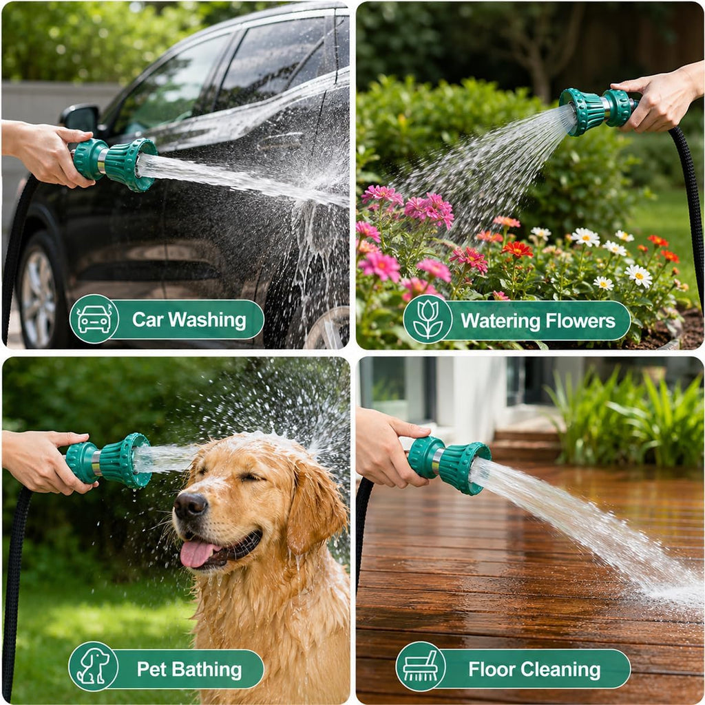FANHAO Fireman Style Hose Sprayer Nozzle, High Pressure Adjustable Sprayer | Rustproof Metal, Step-less Spray Adjust