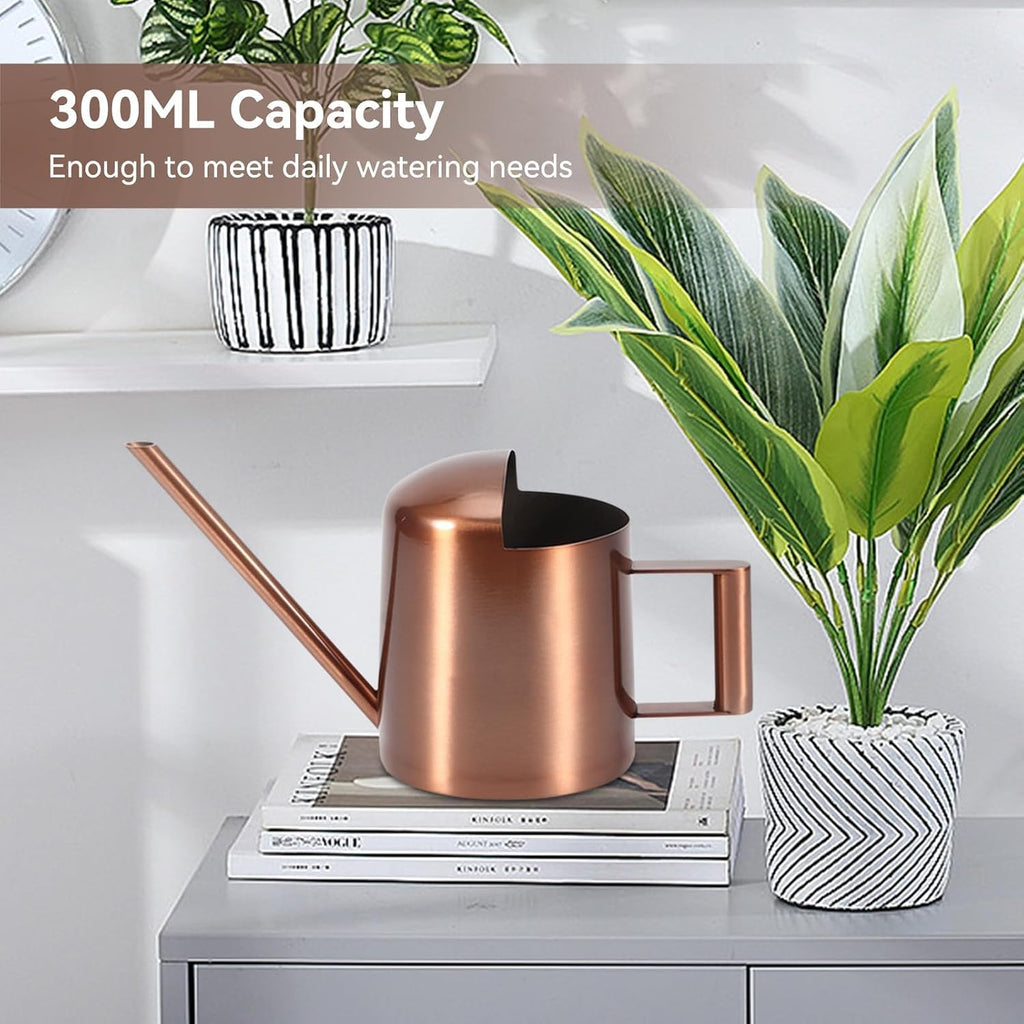 10oz/300ml Watering Can Indoor Plants, Long Spout Small Watering Sprinkling Pot Mini Stainless Steel Water Can Garden