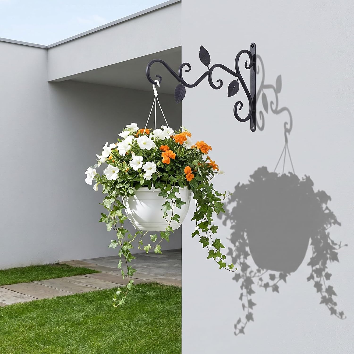 4 Pcs Plant Hangers Outdoor for Wall Mount Hangers Iron Bracket Plant Hanger Bracket Rust Resistant Black Hook for Bird