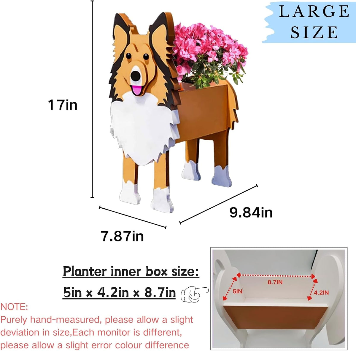 Sheltie Dog Planter Pots, Animal Shaped Flower Pot | Large Cute Plant Gift for Women and Pet Lovers, Indoor Outdoor