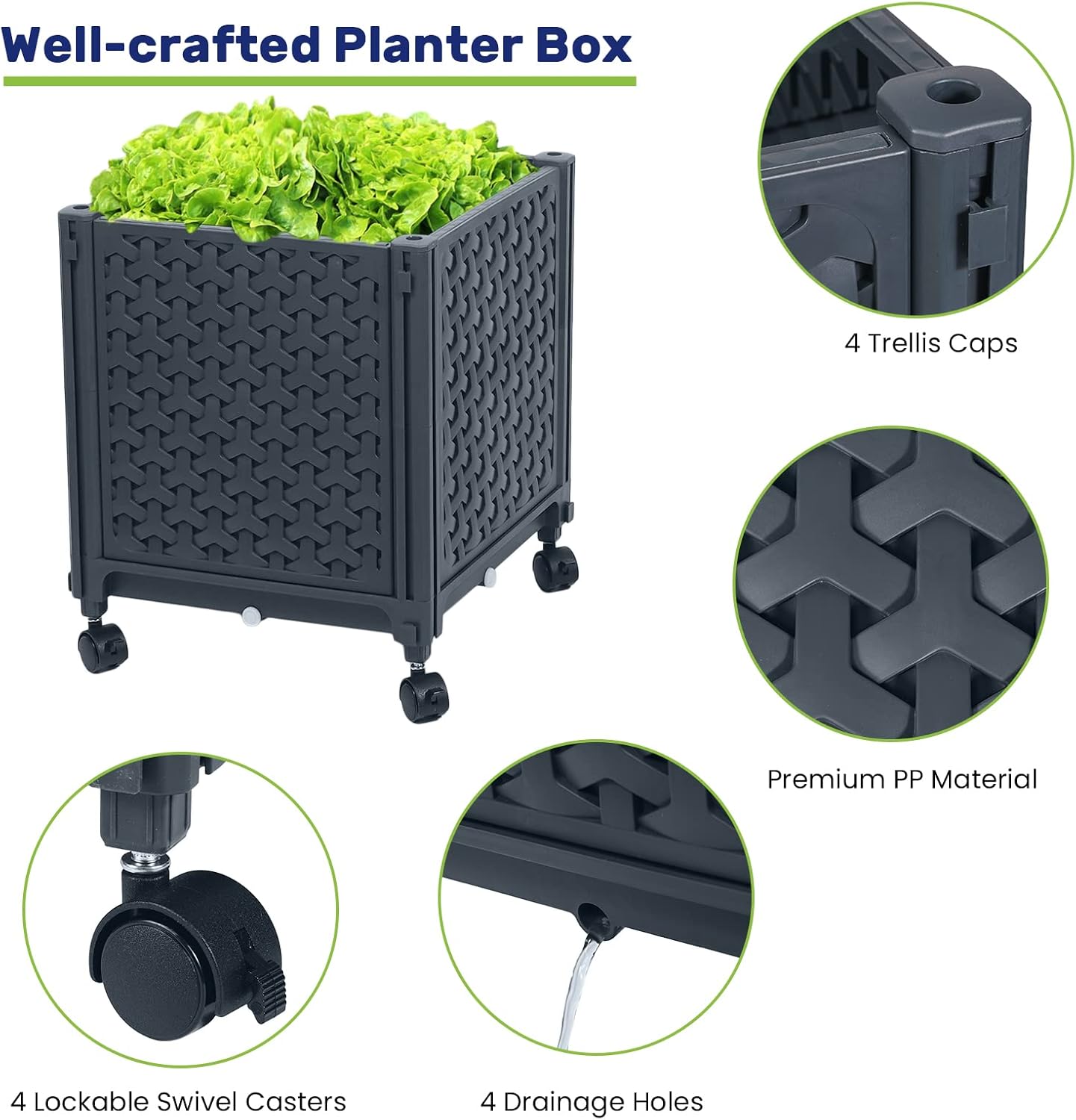 LINEX Raised Garden Bed Planter Box with Trellis, 56.7” Tomato Planters for Climbing Plants Vegetable Vine Flowers