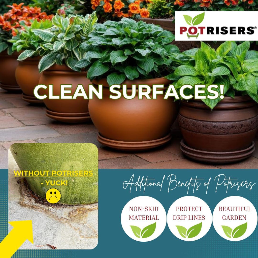 Combo Pack 18 Pieces (12 Standard 1" + 6 Large 2") | Invisible Pot Feet & Plant Risers | Drainage & Airflow for