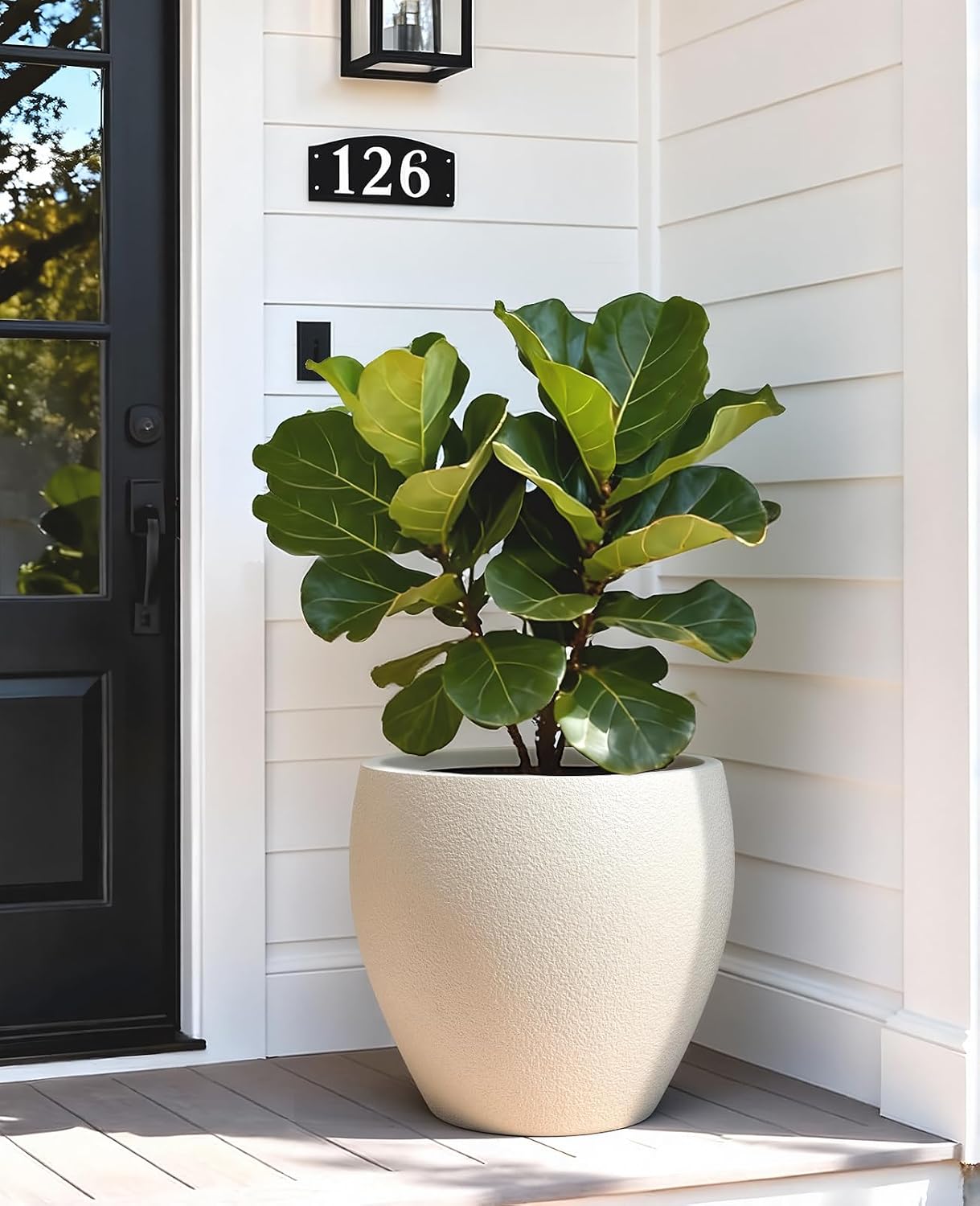 14.5 Inch Large Plastic Flower Pot with Drainage for Plants | Heavy-duty floor planter with a removable rubber plug