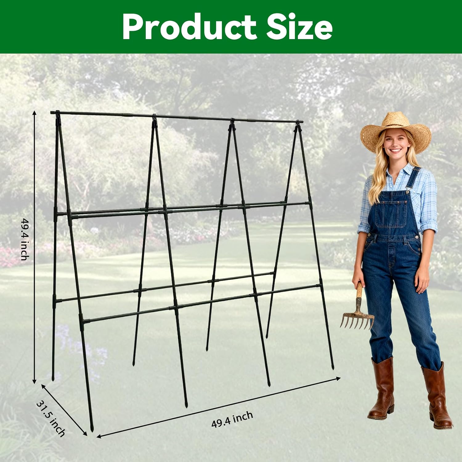 Cucumber Trellis - 49.4"*49.4" Metal Garden Trellis for Climbing Plants, Garden Trellis with Plastic-Coated Steel Pipe