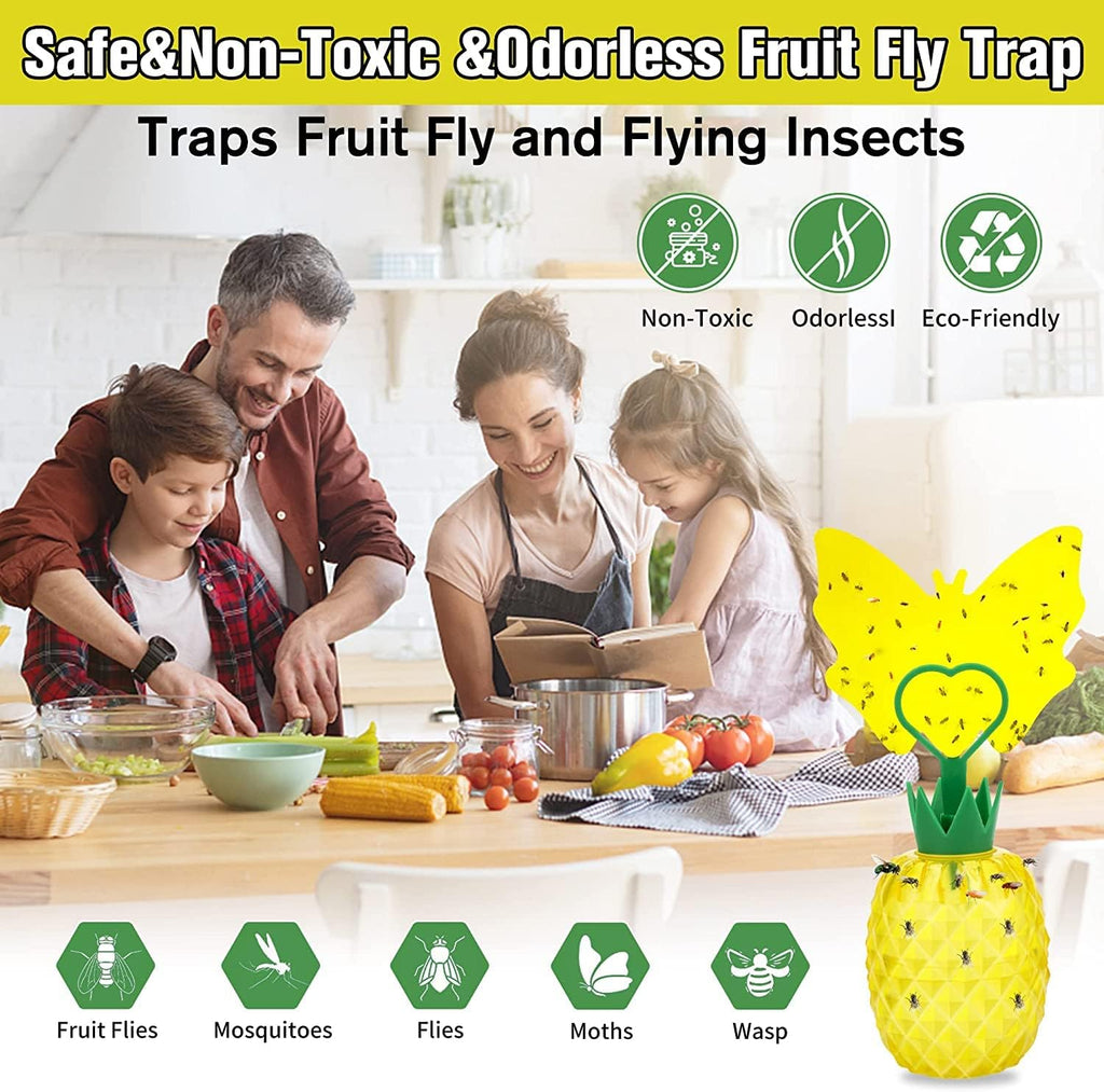Fruit Fly Trap for Indoors – Effective Gnat Killer and Fly Catcher with Double-Sided Sticker, Non-Toxic Reusable Fly