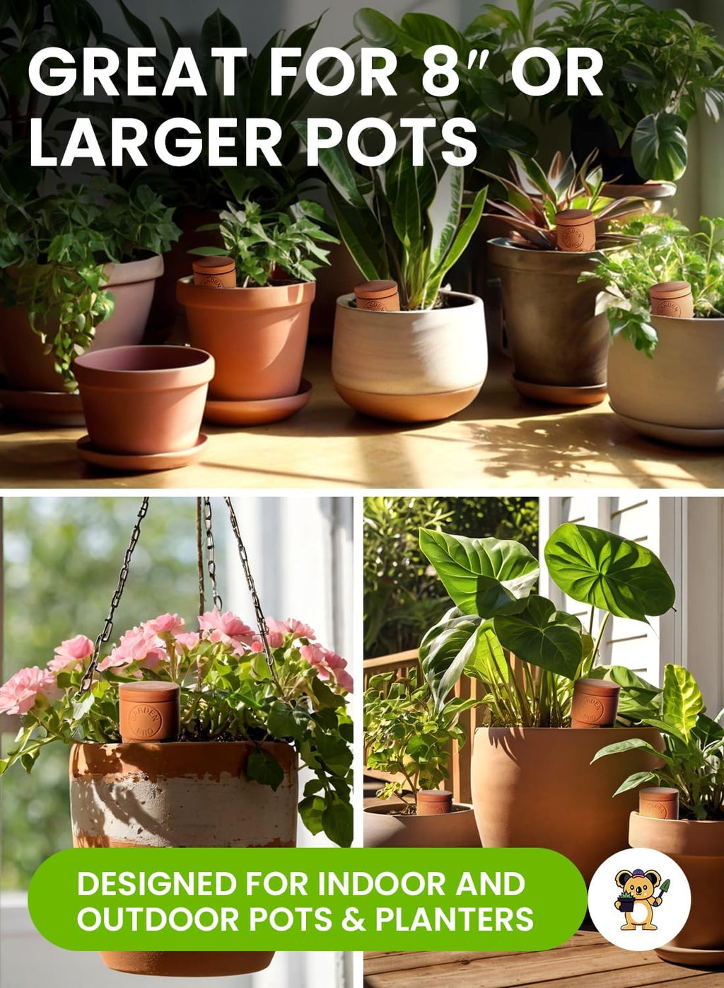 4pc Olla Watering Spikes For Plant Watering With Lids - Automatic Terracotta Self Watering Spikes For Indoor Plants &