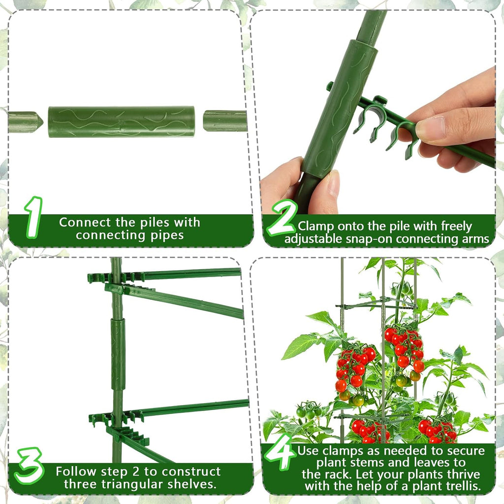 Hicarer 8 Pcs Tomato Cages for Garden up to 65" Plant Support Cage Trellis Assembled Tomato Garden Cage Heavy Duty