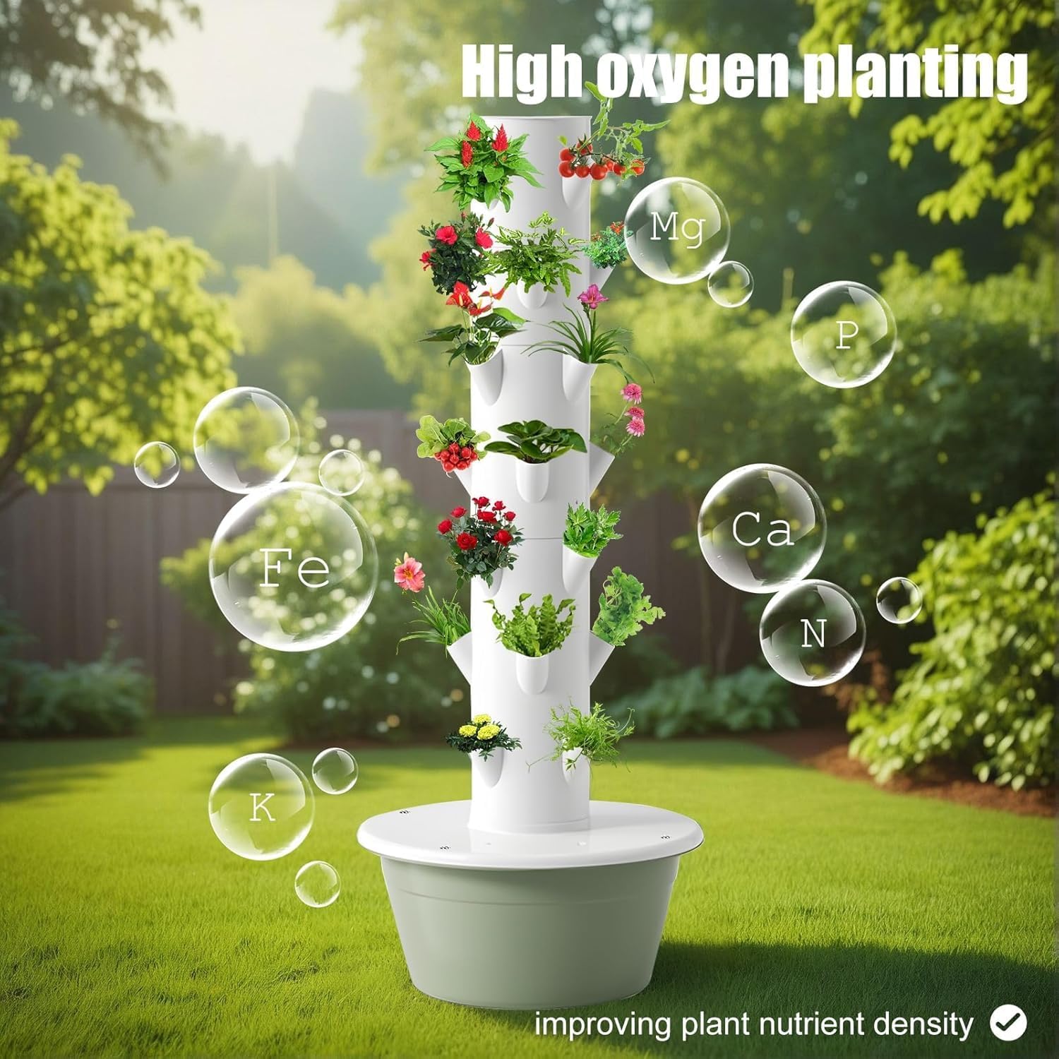 Hydroponic Growing Kit System, Tower Garden Hydroponic Tower with 4 LED Grow Lights, 7 Layer 28 Pots Planter, Indoor