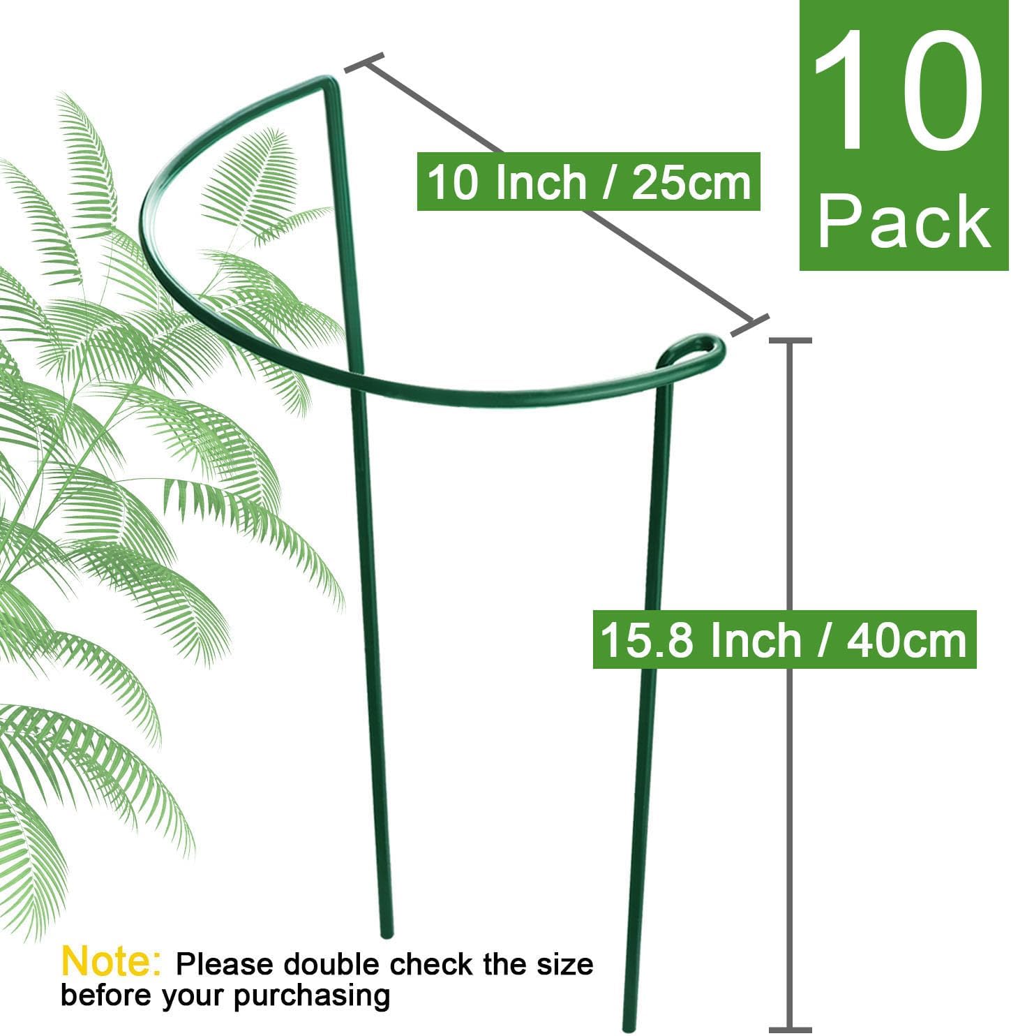 HiGift 10 Pack Peony Cages and Supports, 10" (W) x 16"(H) Plant Support, Heavy Duty Metal Plant Support Stake for