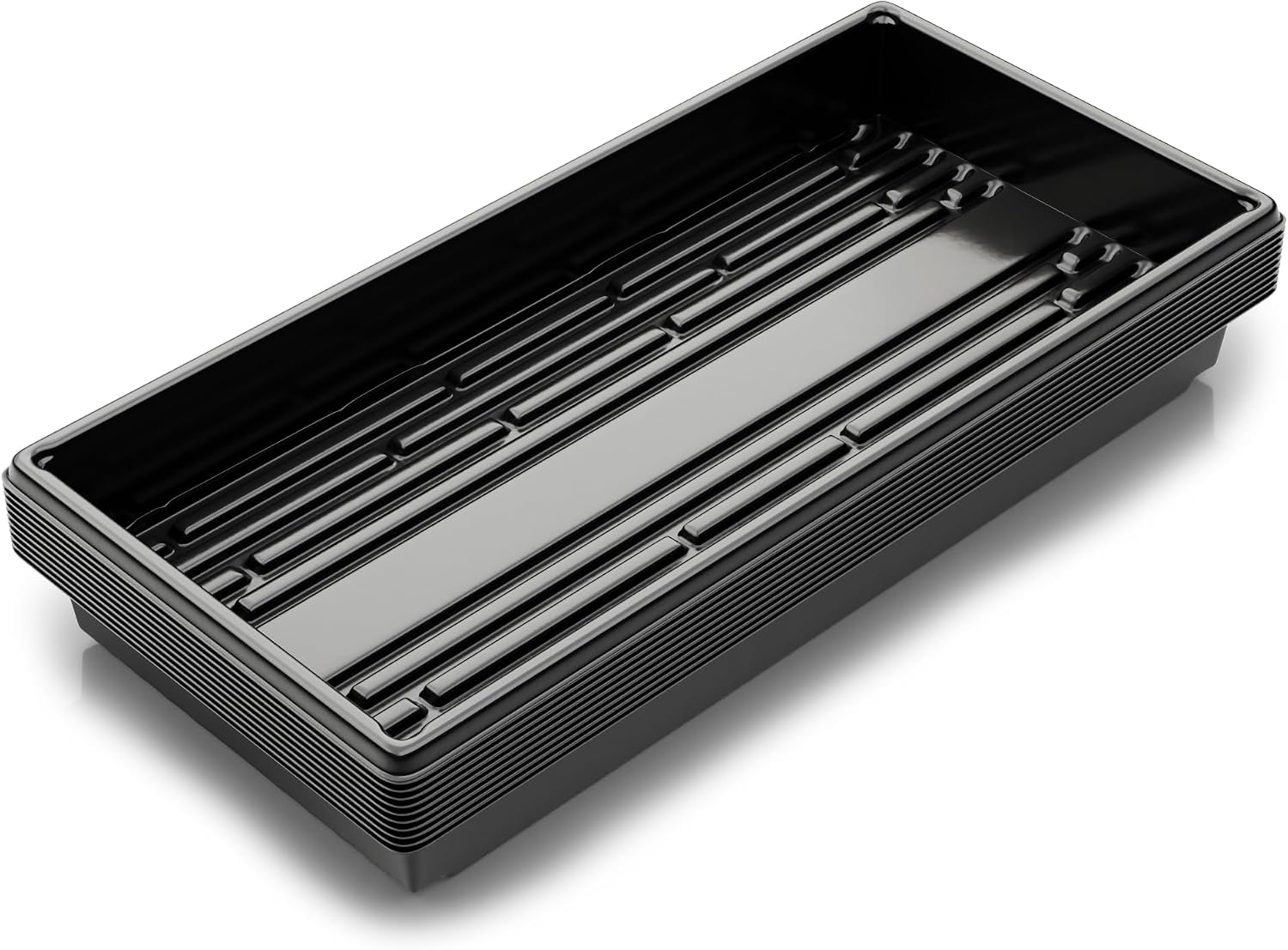 10x20 Inch Black Plastic 10 Pack Plant Propagation Tray No Holes | Growing Trays For Garden, Planting, Seedling, Soil &