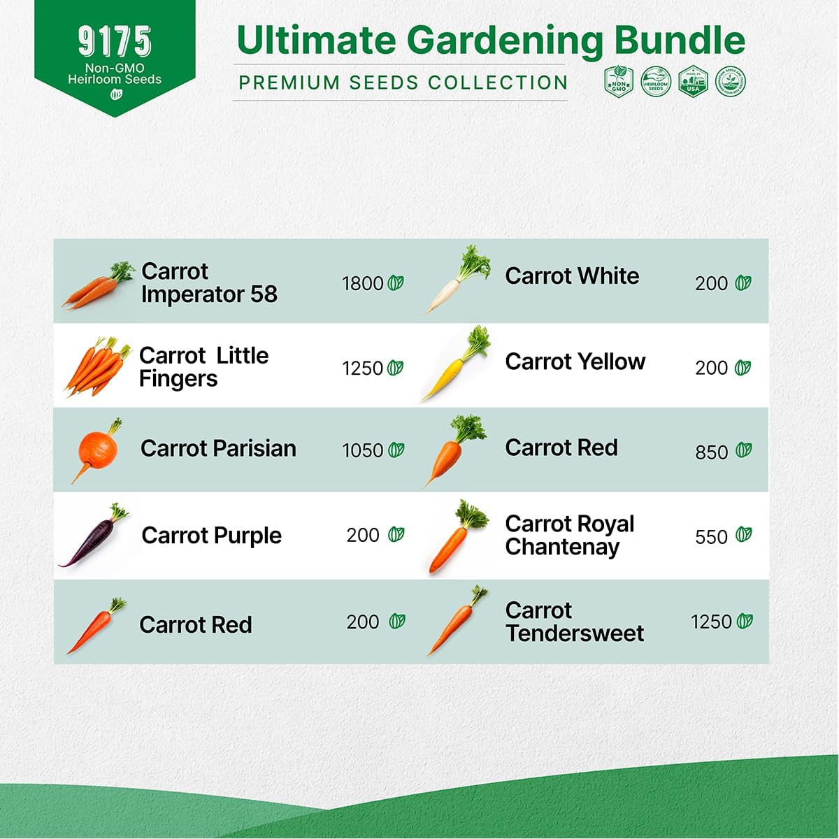 10 Carrot & 10 Beet Seeds Variety Pack Bundle, 9,175+ Non-GMO Heirloom Garden Seeds for Planting Root Vegetables for