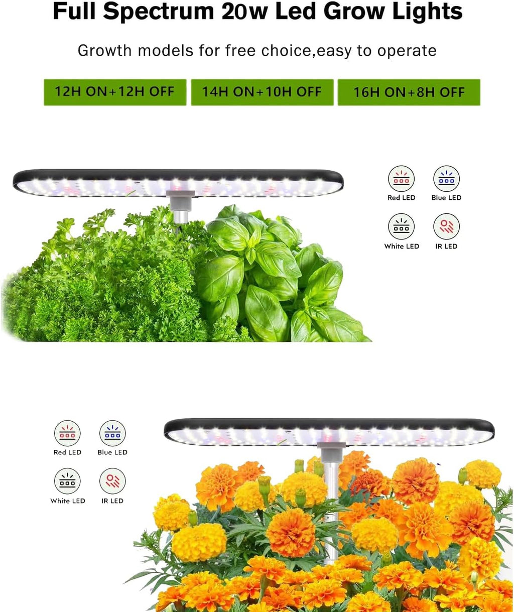 Hydroponics Growing System Kit 12 Pods Indoor Herb Garden with Grow Light | Hydrophonic Planter with Automatic Timer