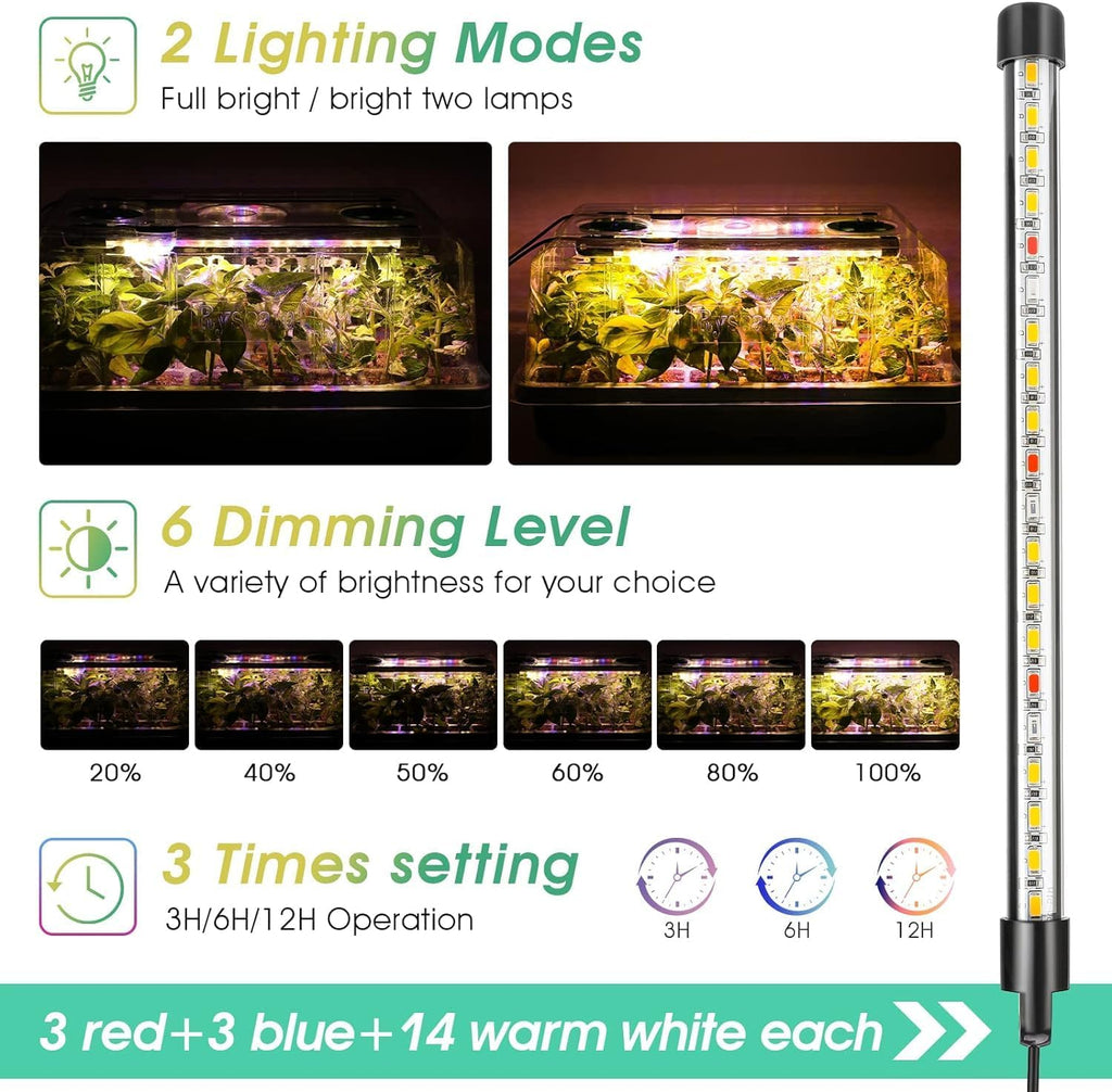 Seed Starter Tray with Grow Light, 192-Cell Seed Starter Kit, Seedling Starter Trays with Humidity Domes, Automatic