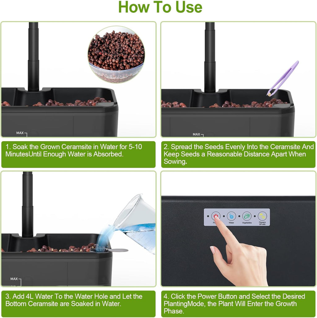 Hydroponics Growing System – Indoor Herb Garden w/Grow Light | Style of Clay Pebbles, w/ Premium Growth Lamp & Smart