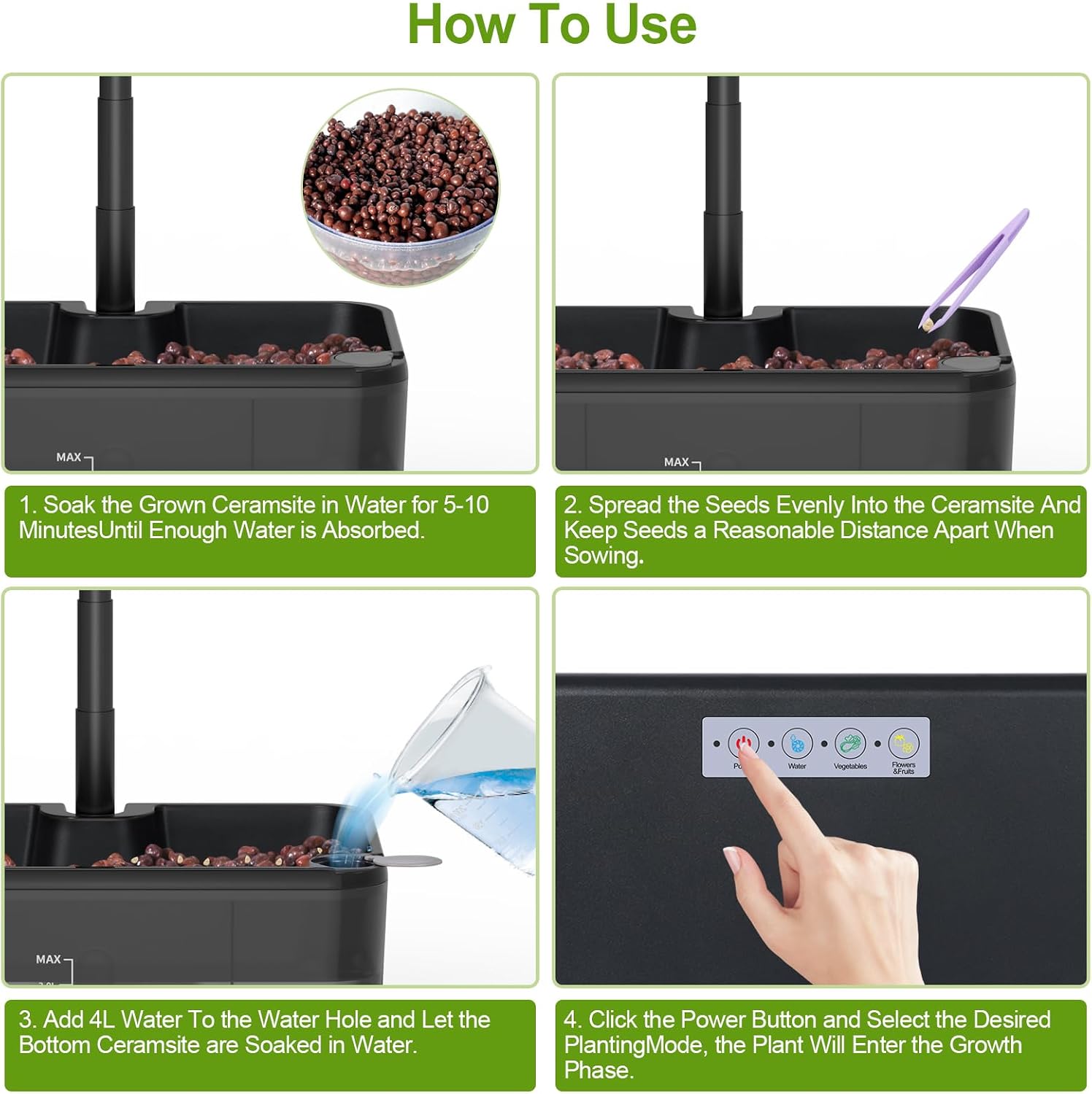 Hydroponics Growing System – Indoor Herb Garden w/Grow Light | Style of Clay Pebbles, w/ Premium Growth Lamp & Smart