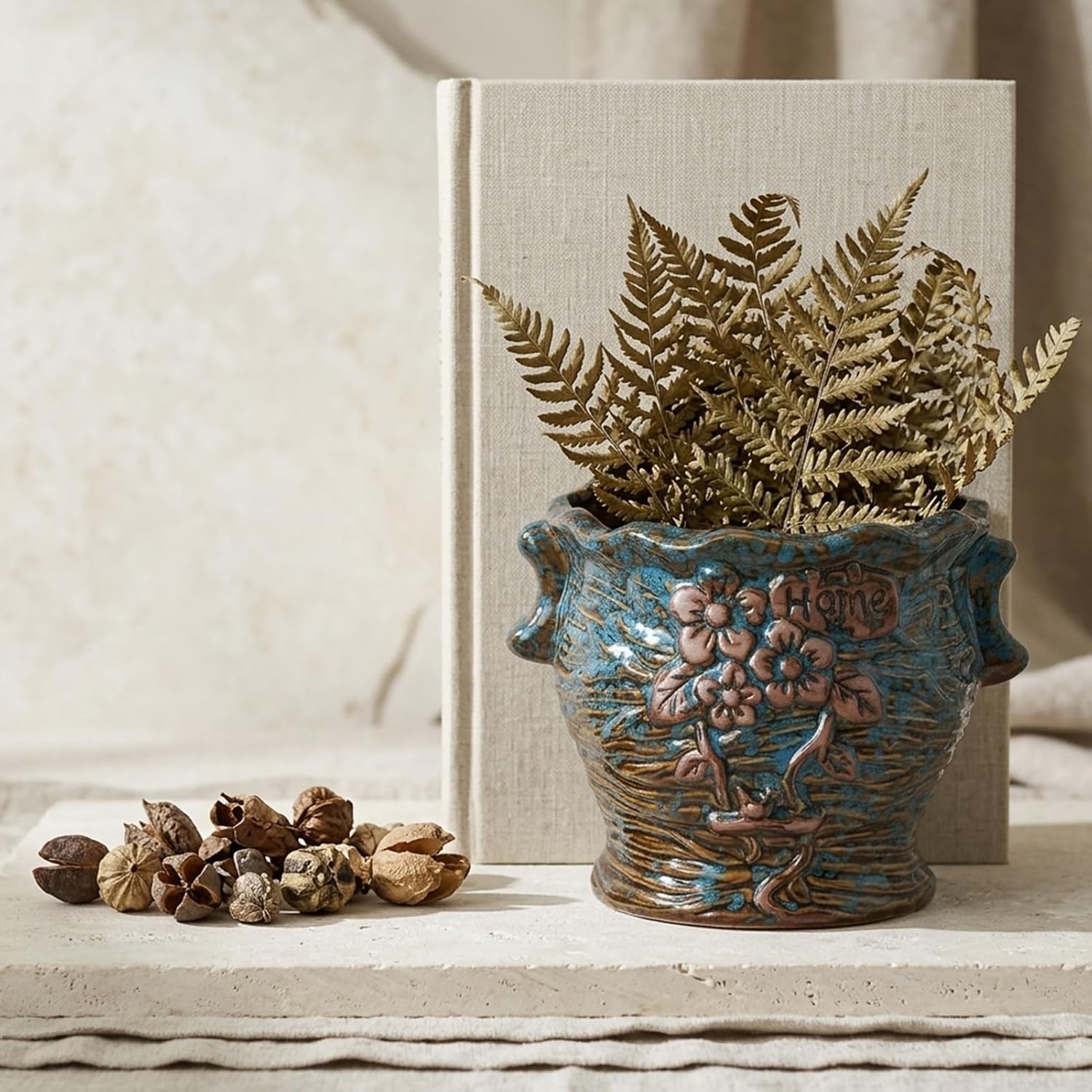 Ceramic Wall Planter for Indoor and Outdoor Plants, Decorative Ceramic Hanging Planter with Drainage Hole, Wall Hanging