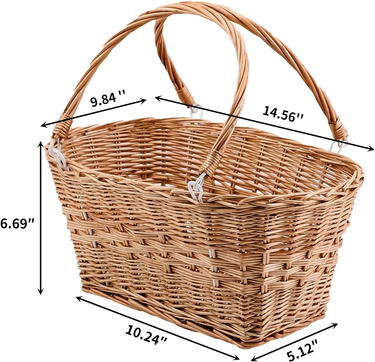 Woven Wicker Picnic Basket with Collapsible Handles for Picnic Shopping | Woven Wicker Picnic Basket for Shopping