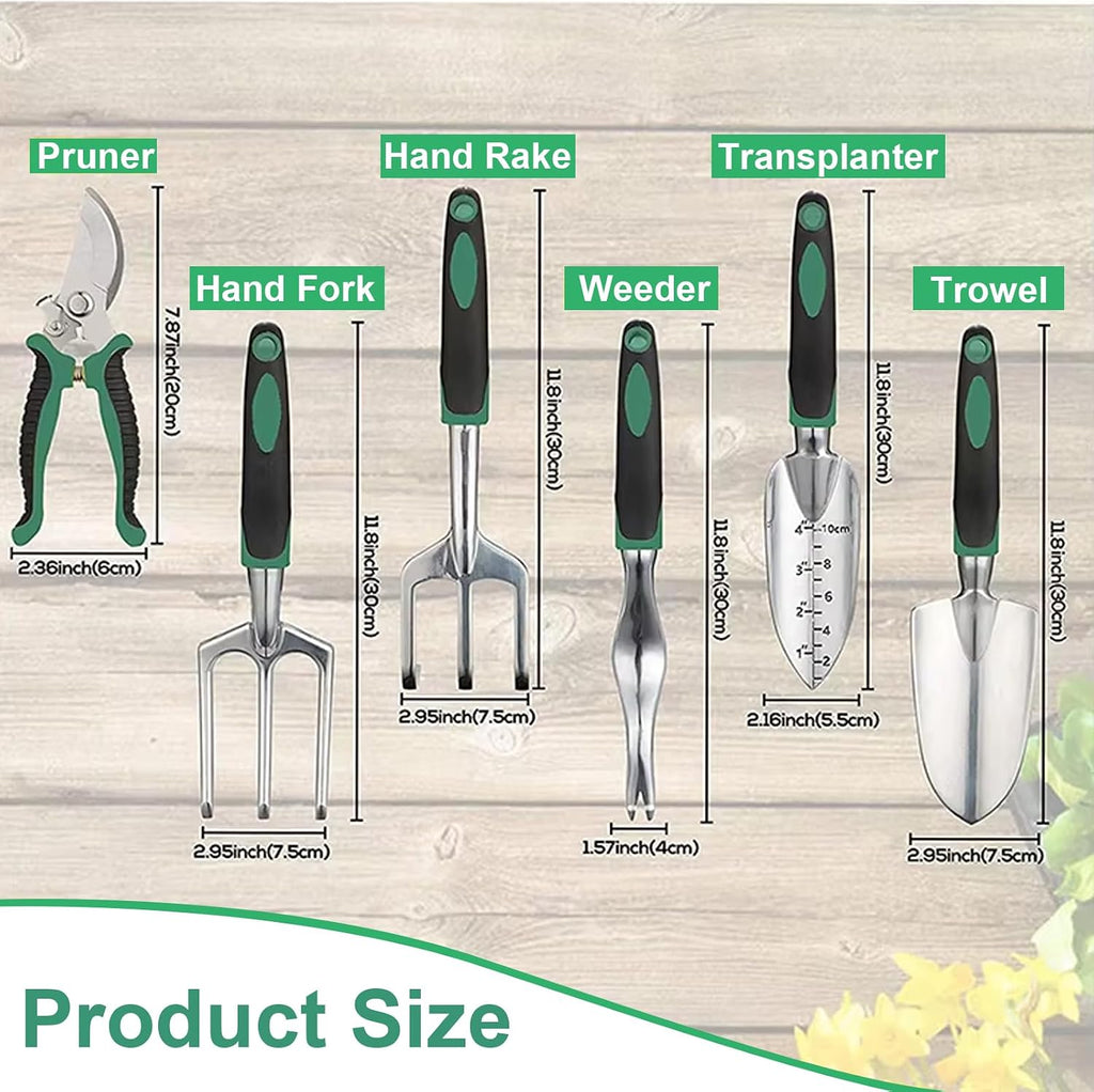 Garden Tool Set, 11 Pcs Gardening Hand Tools Heavy Duty Stainless Steel Garden Supplies with Repotting Mat for Planting