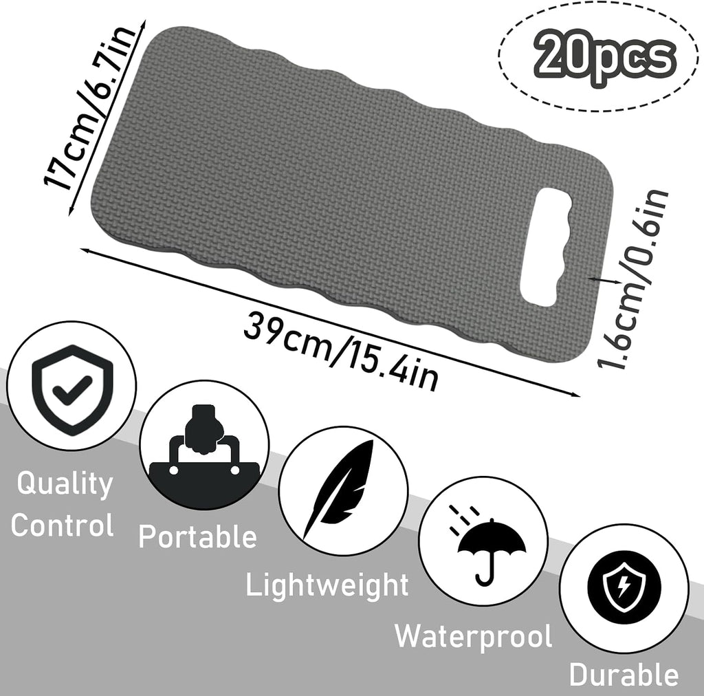 20 Pcs Garden Kneeling Pad, 15.4 x 6.7 Inch, Grey | Waterproof, Comfortable Foam kneeling pad, Stain Resistant, for