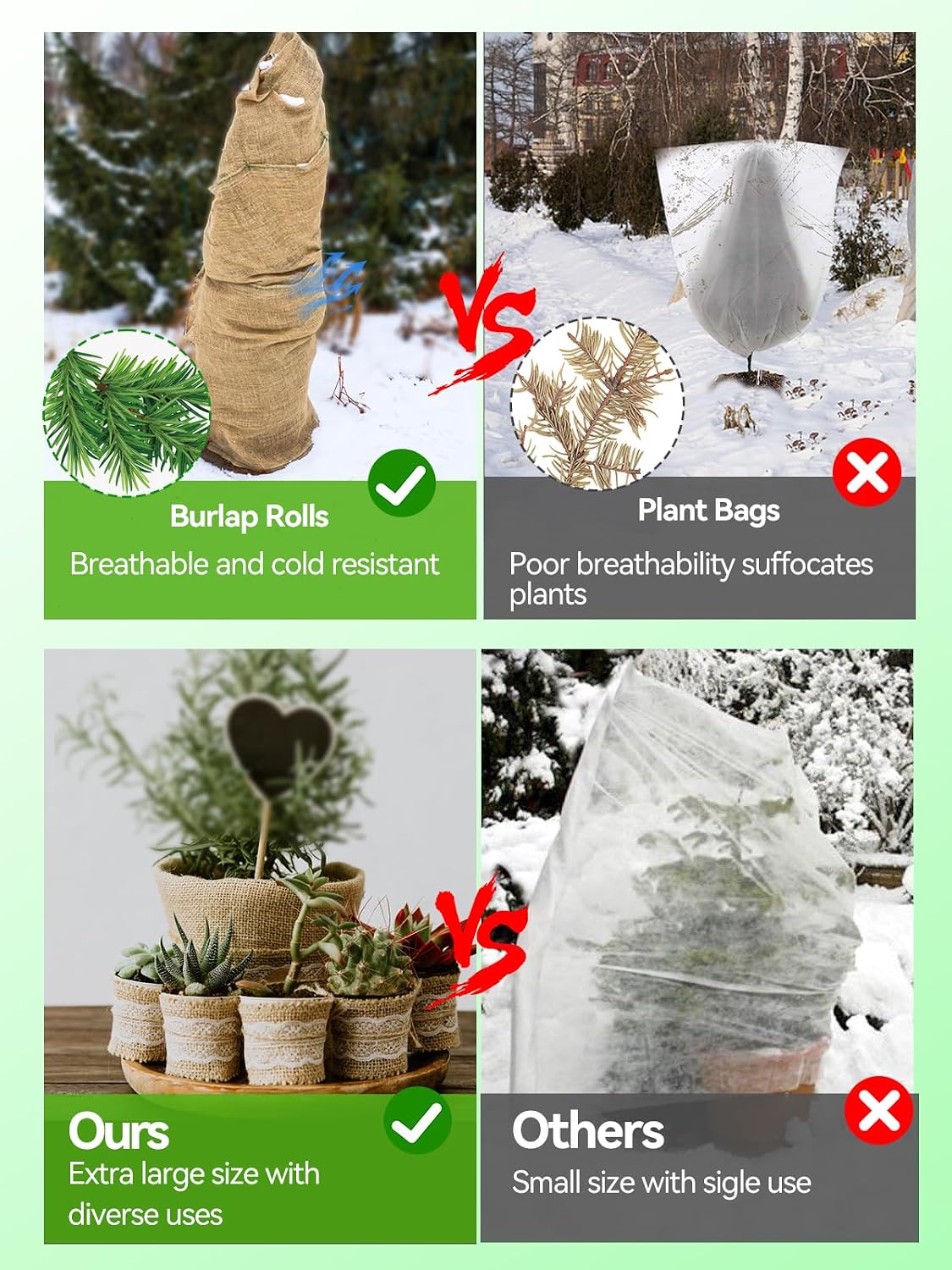 ANPHSIN 15ftx40in Natural Burlap Plant Covers Freeze Protection | Winter Frost Blankets Cloth Fabric Roll for Outdoor