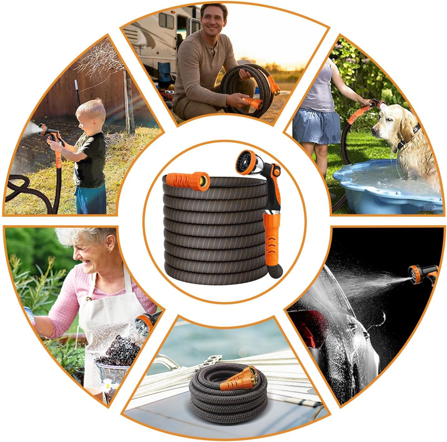 50Ft Ultra Lightweight Garden Hose, Flexible Water Hose, 10 Function Nozzle,Leak-Proof,Swivel Handle Non-Slip, Non-Kink