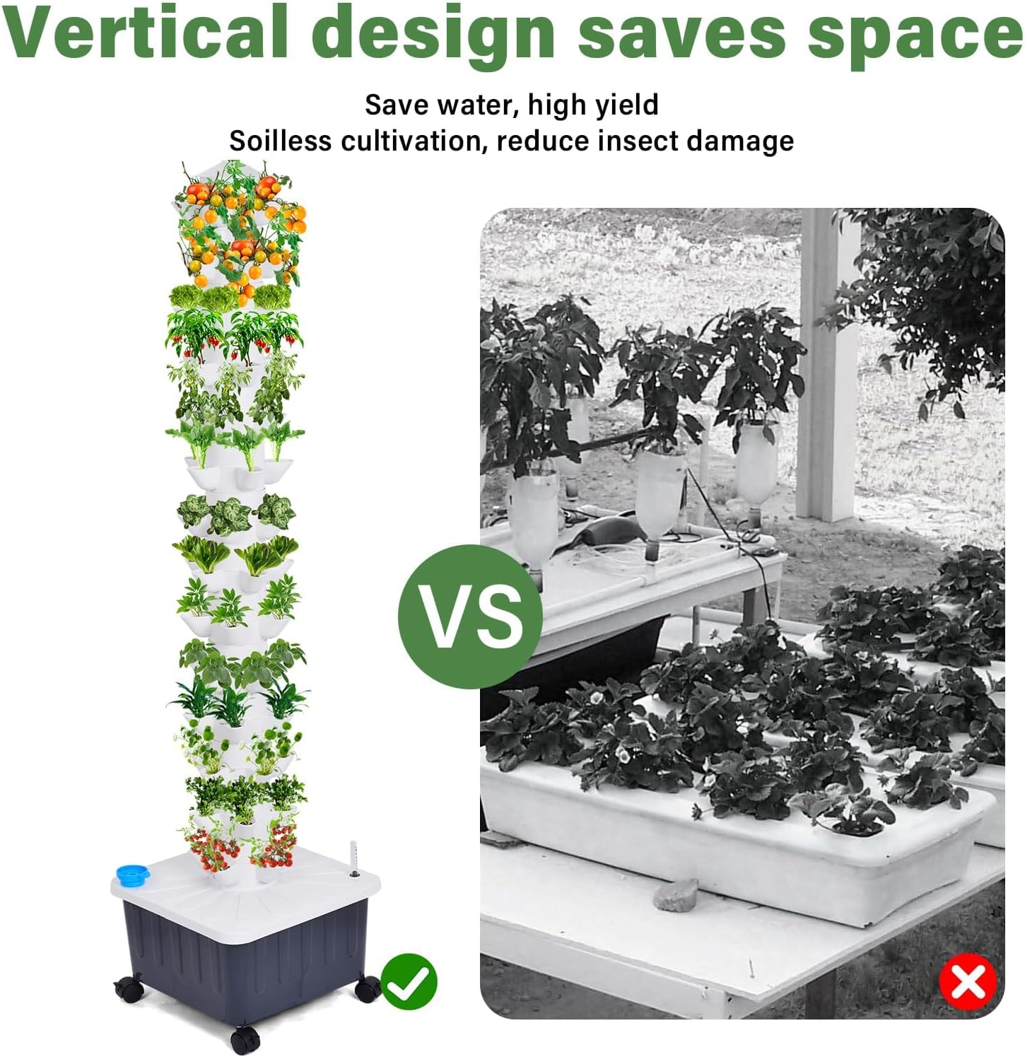 14 Layer Hydroponic Tower 70 Slot Vertical Garden Grow Kit | 14-Layer hydroponic tower 70-slot vertical garden kit with